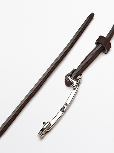 Nubuck leather equestrian belt — BROWN 3