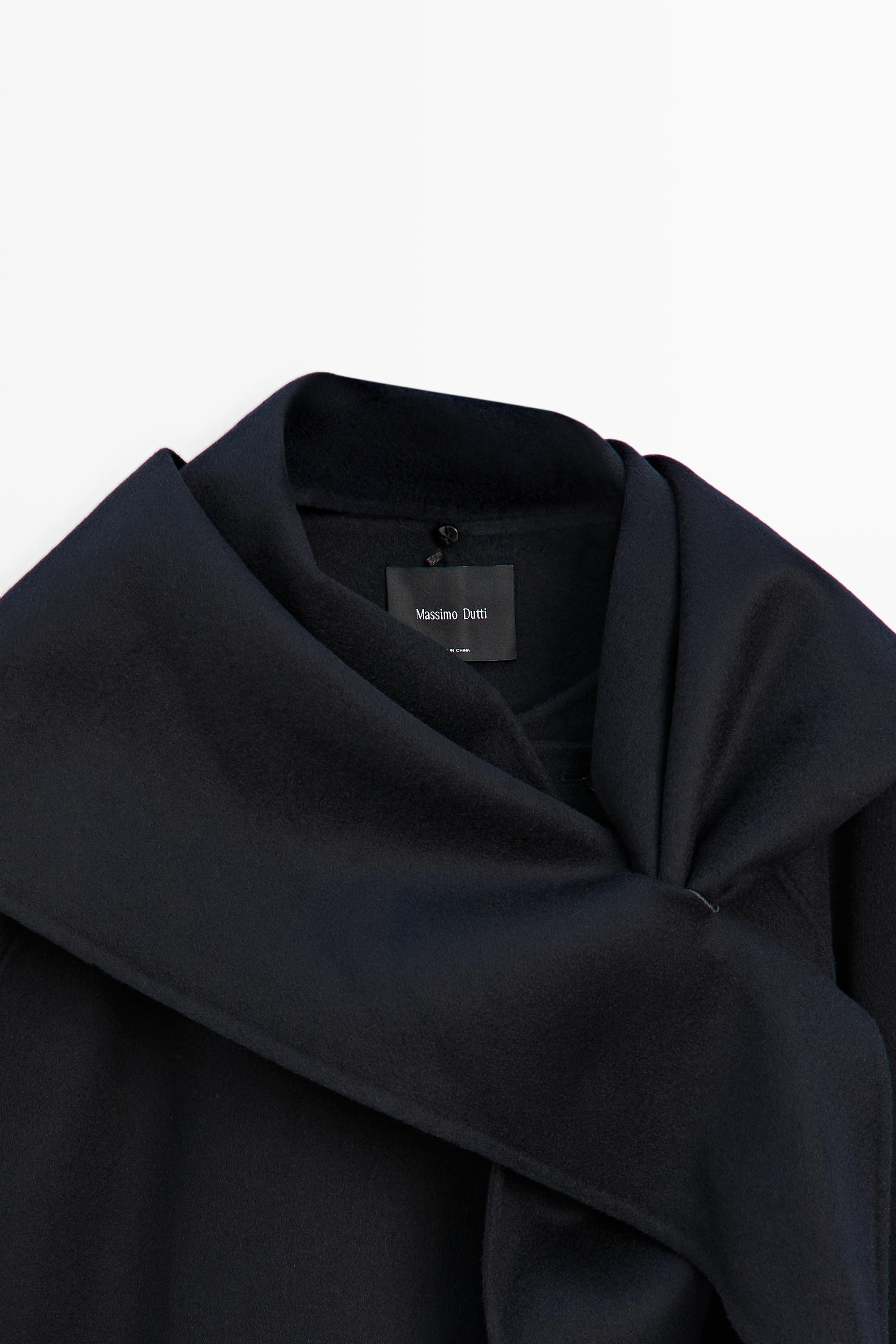 Short coat with scarf detail — NAVY BLUE