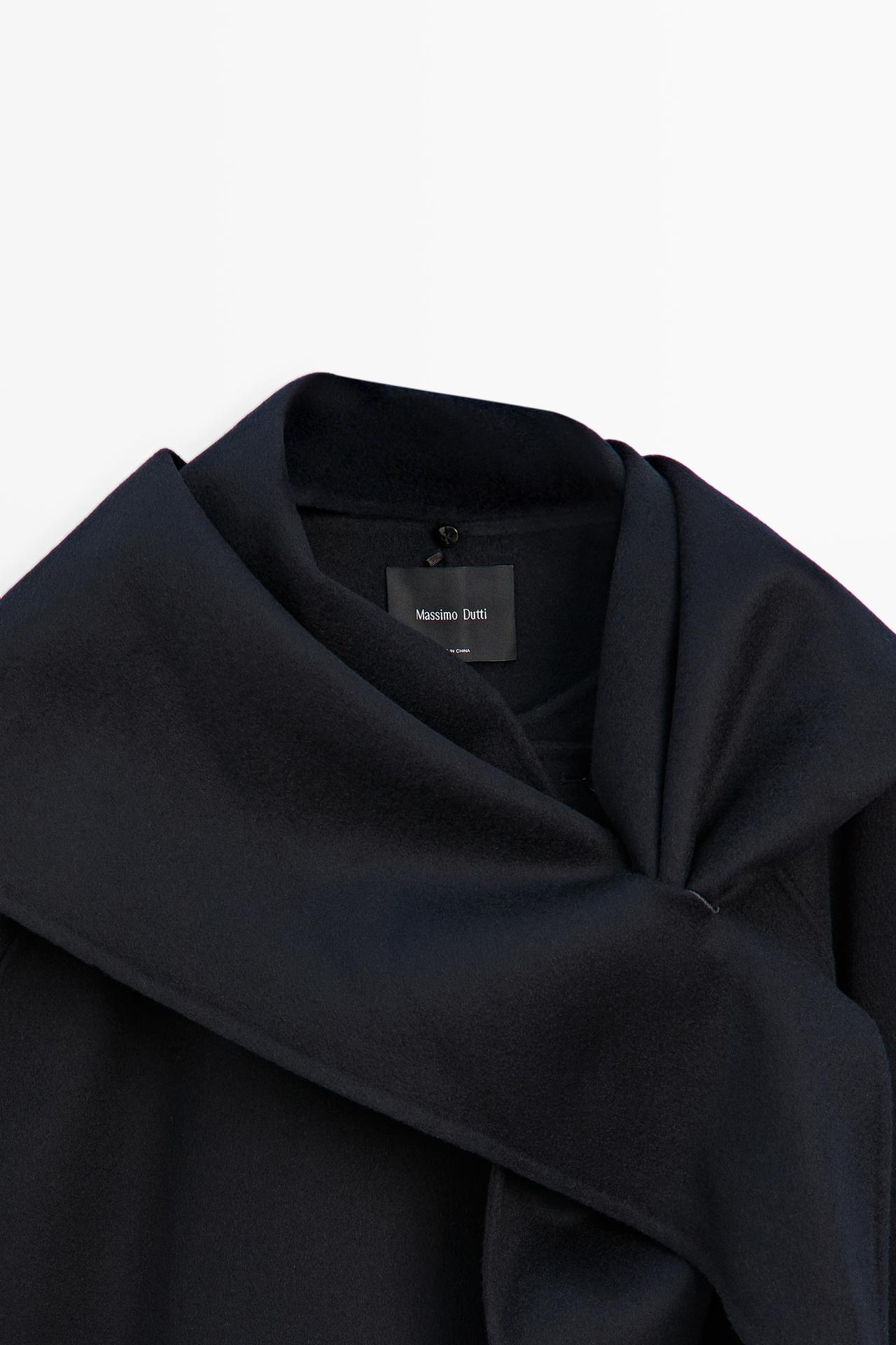 Short coat with scarf detail — NAVY BLUE