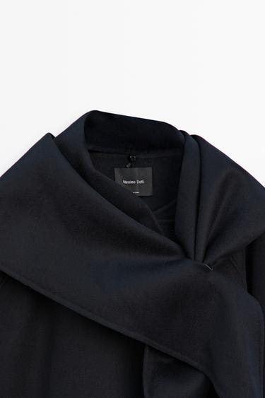 Short coat with scarf detail — NAVY BLUE 9