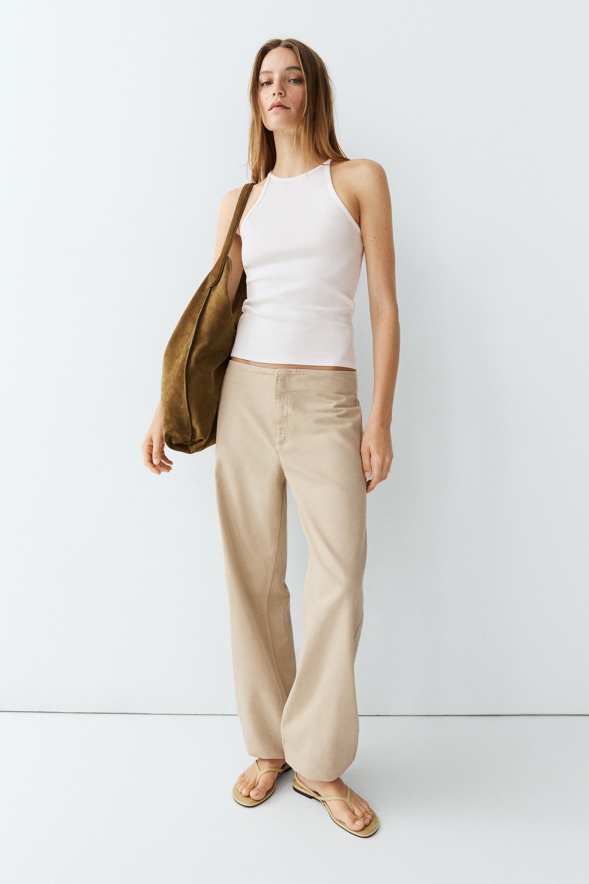 Relaxed fit parachute pants — BEIGE