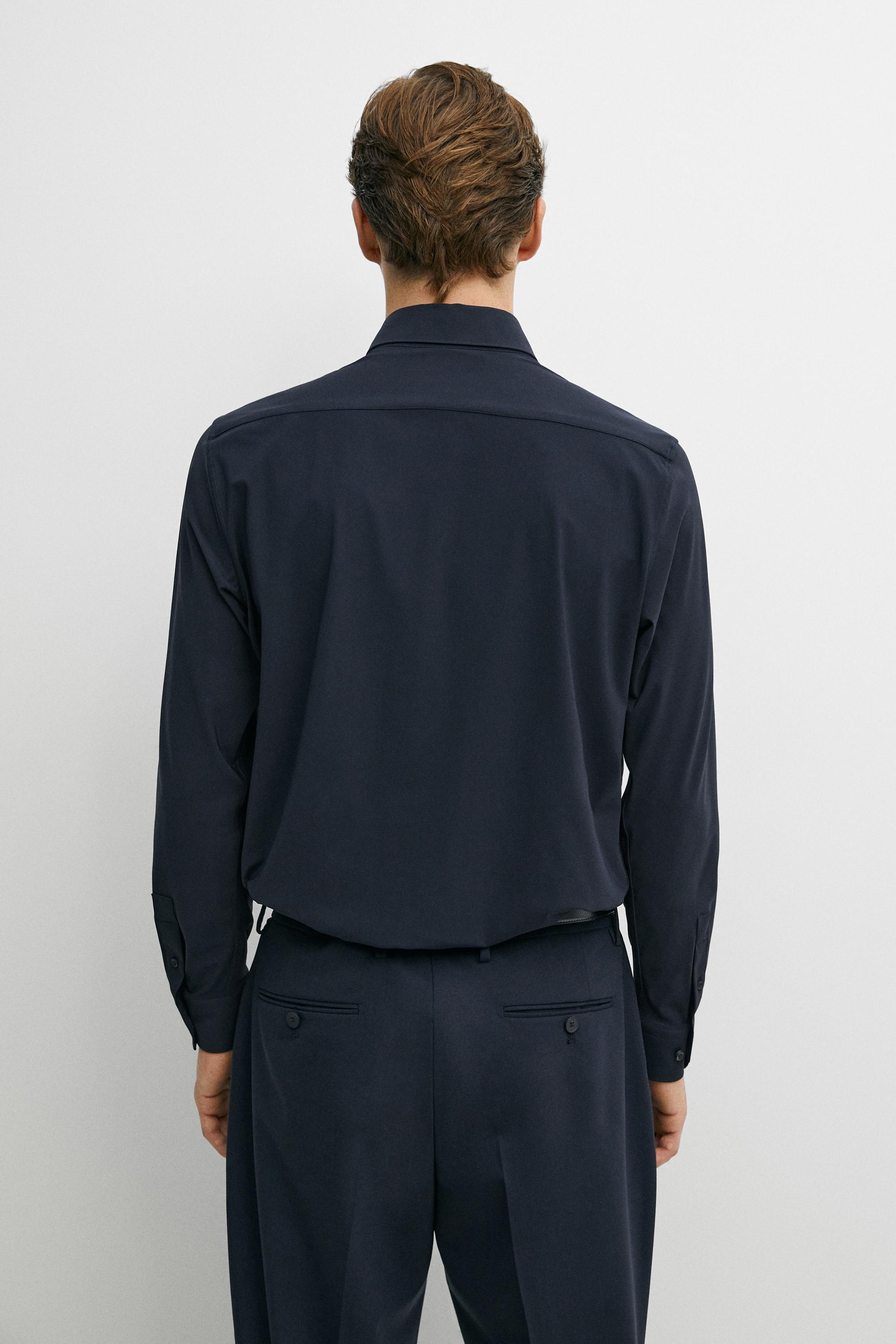 Slim fit stretch shirt — NAVY BLUE