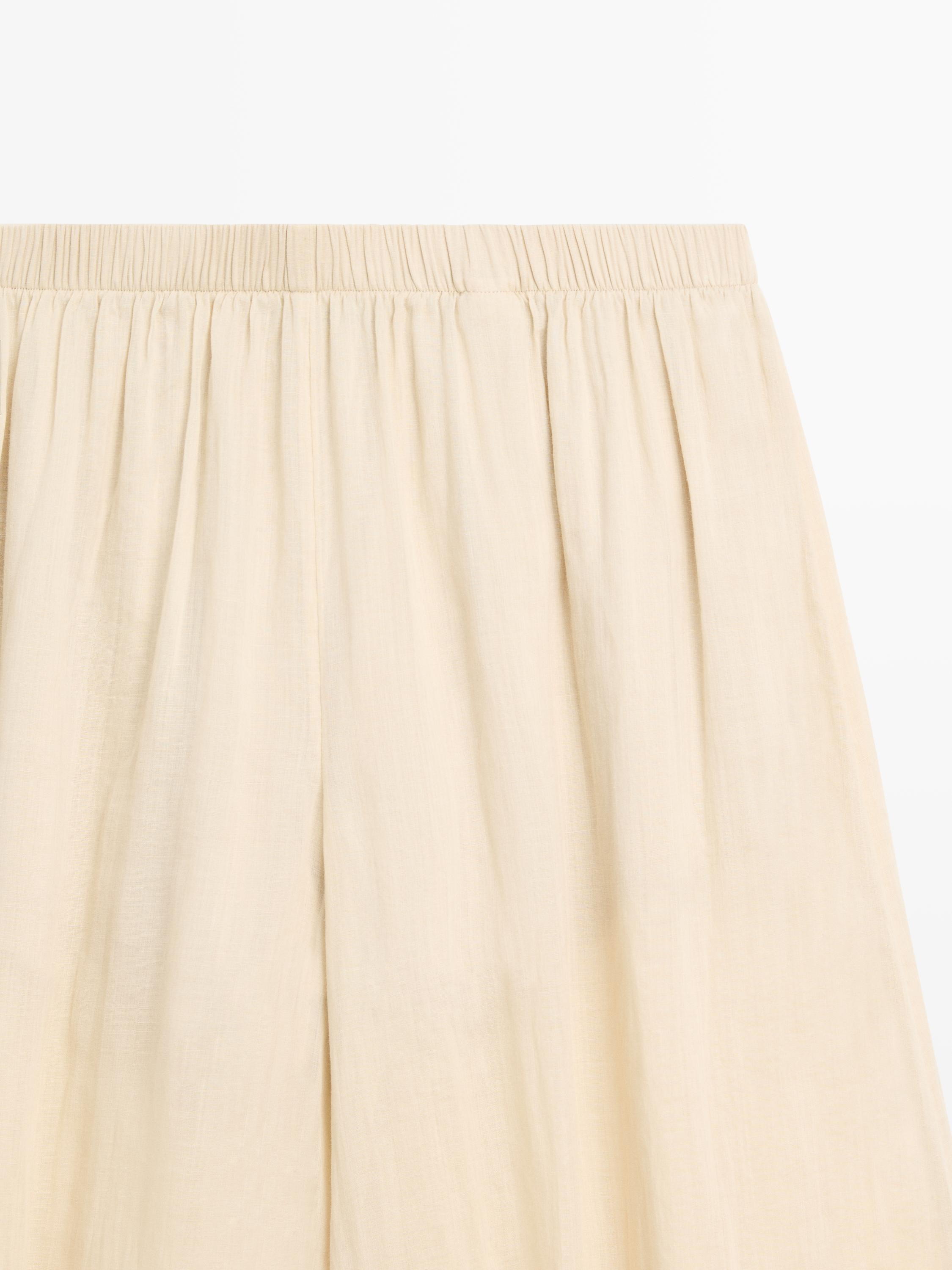 Flowing ramie sarouel trousers — BEIGE