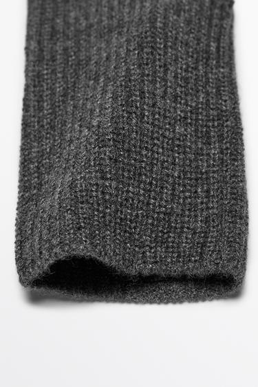 100% Cashmere Knit Mittens — GREY 4