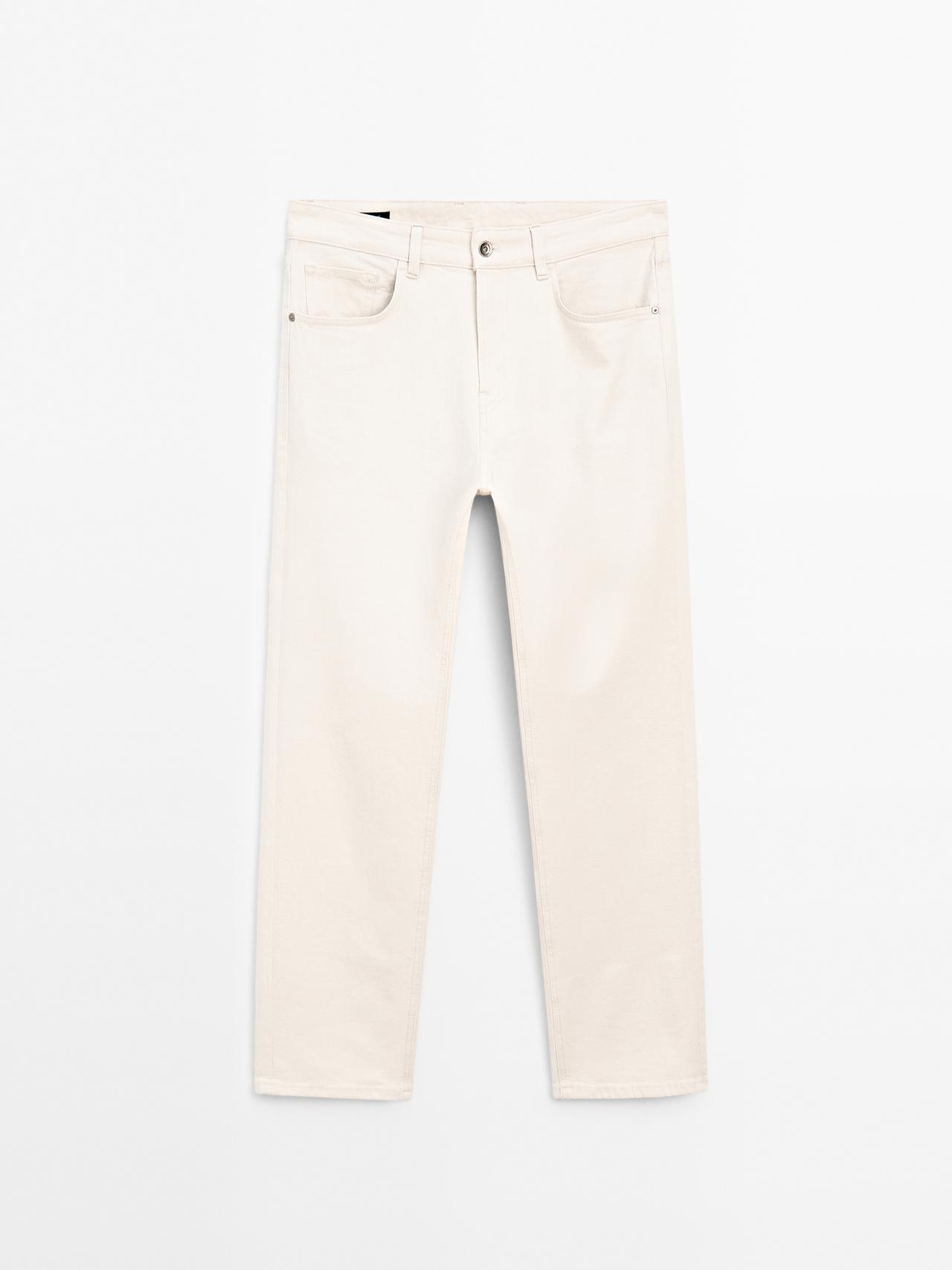 Massimo Dutti - Herre - Tapered Fit Jeans - Råhvid - 32