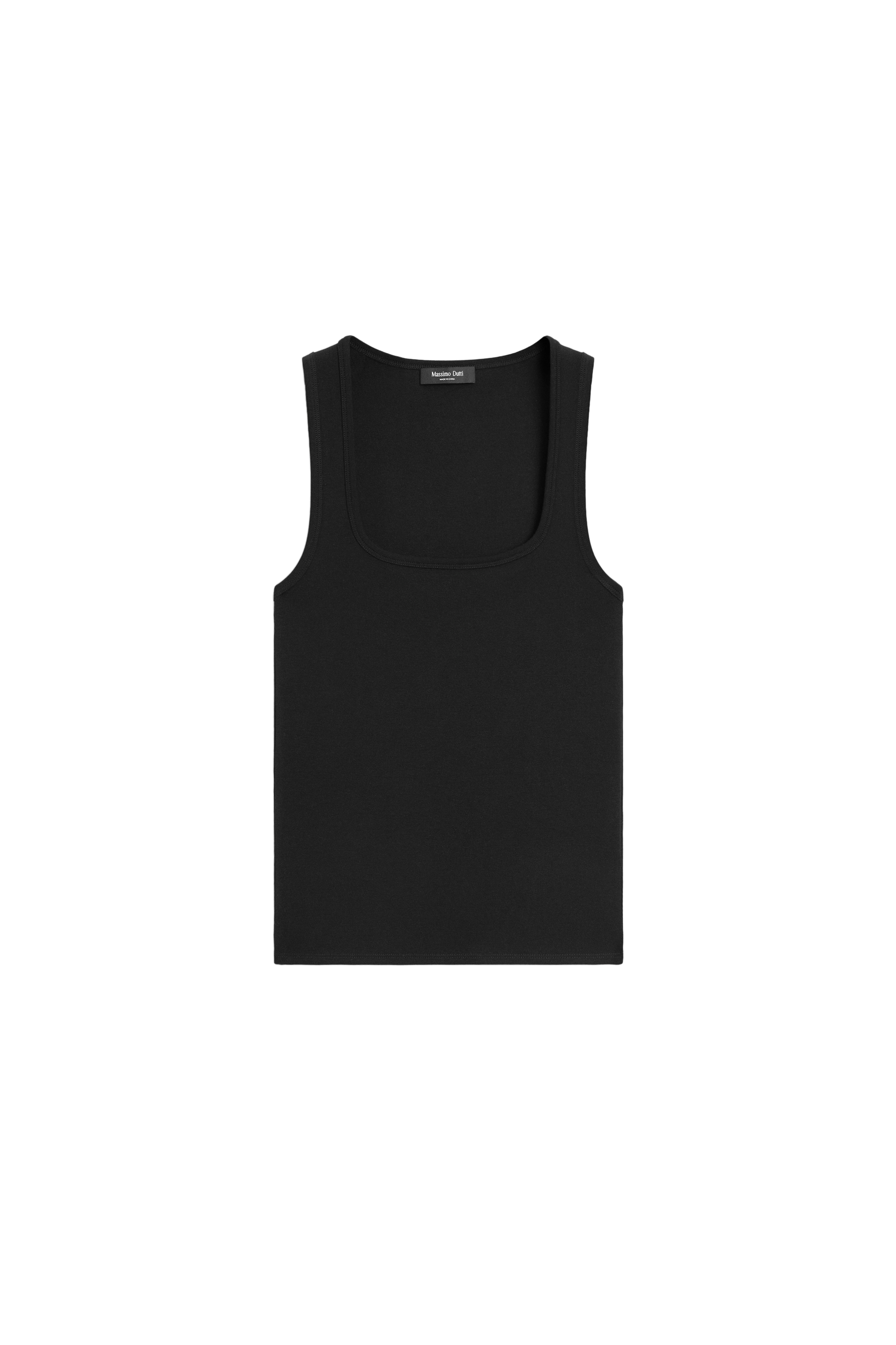 Massimo Dutti Kare yaka pamuklu top görsel 5