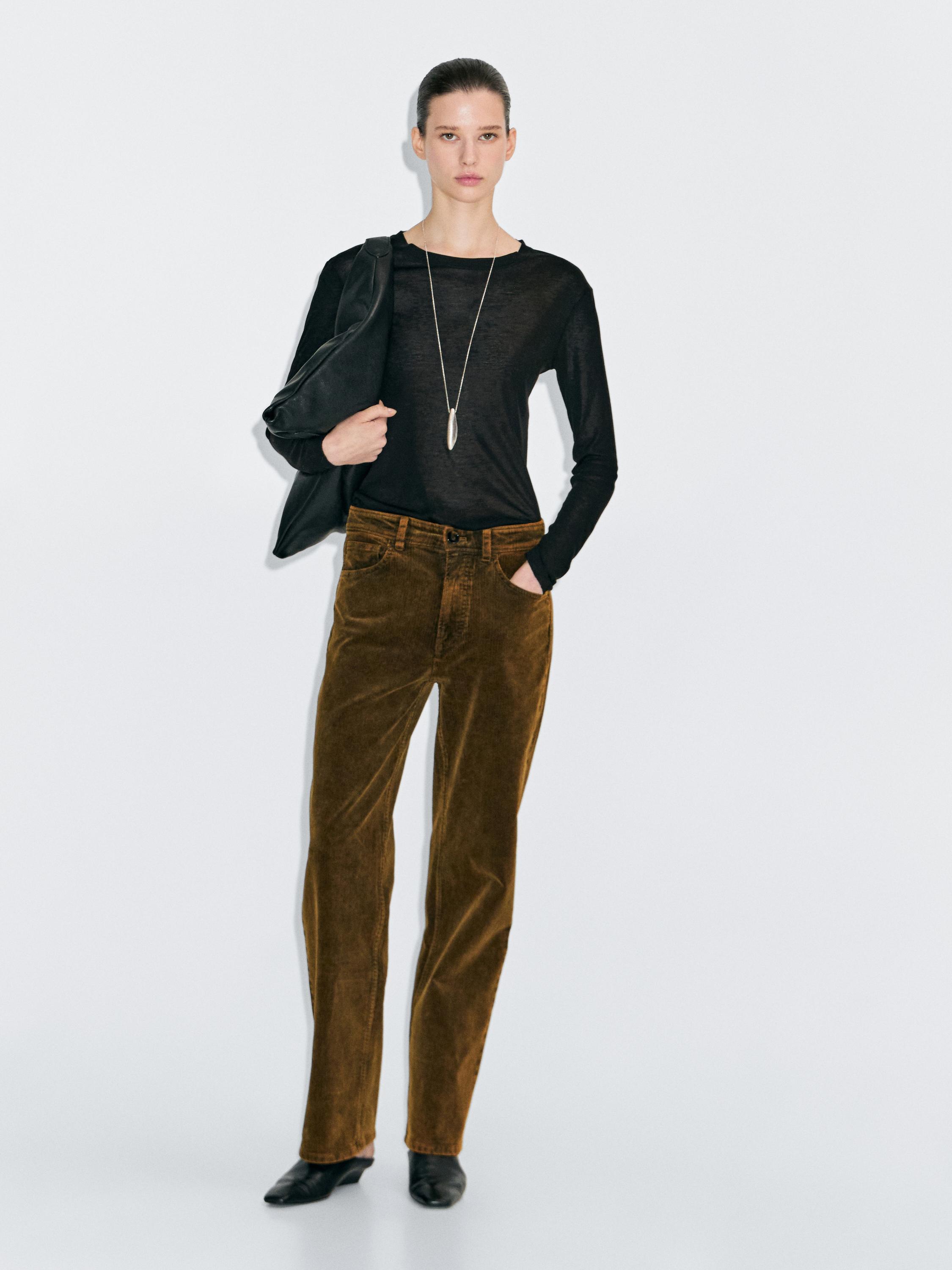 Straight-leg sulphur dye corduroy trousers