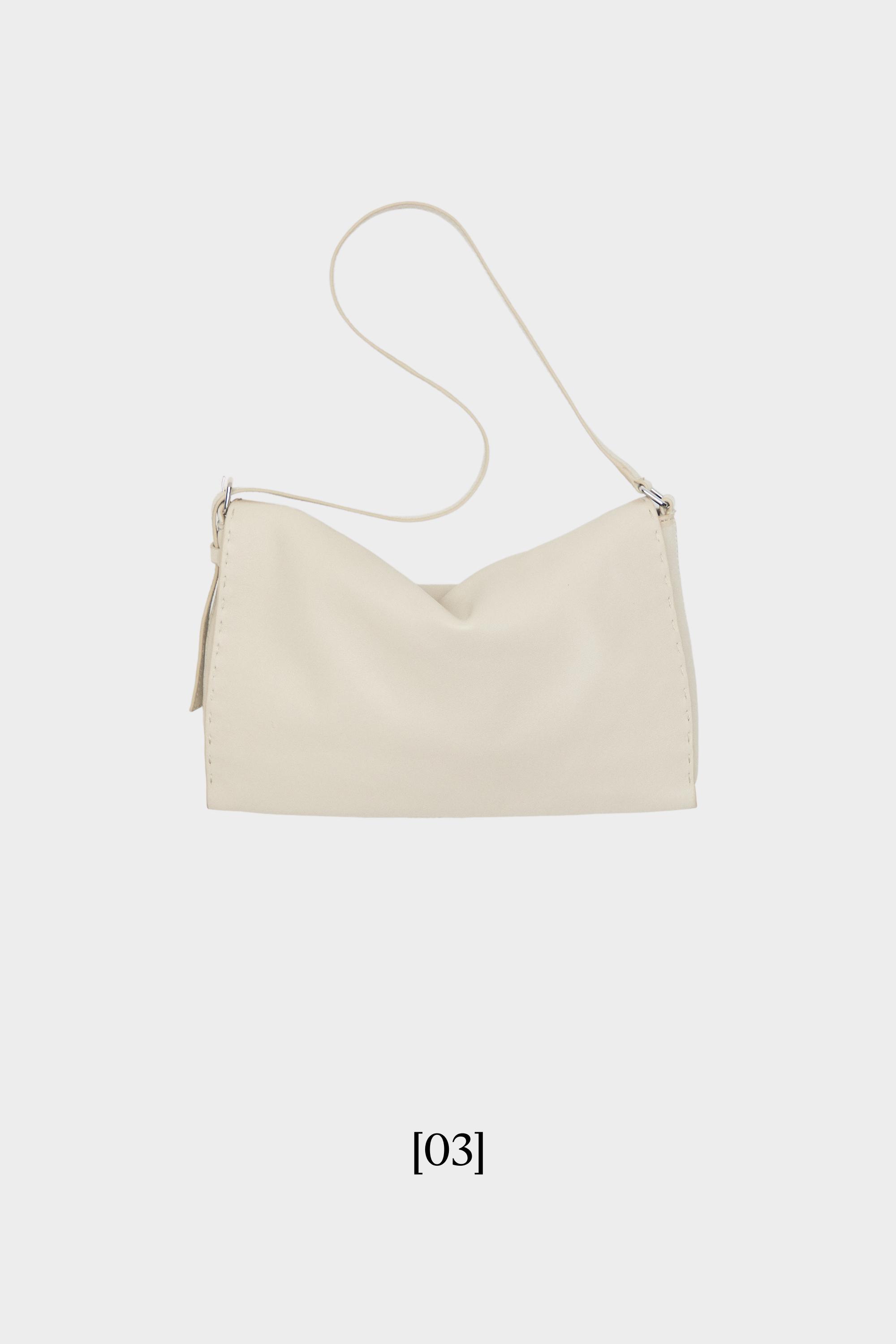 Nappa leather crossbody bag with topstitching — Gold