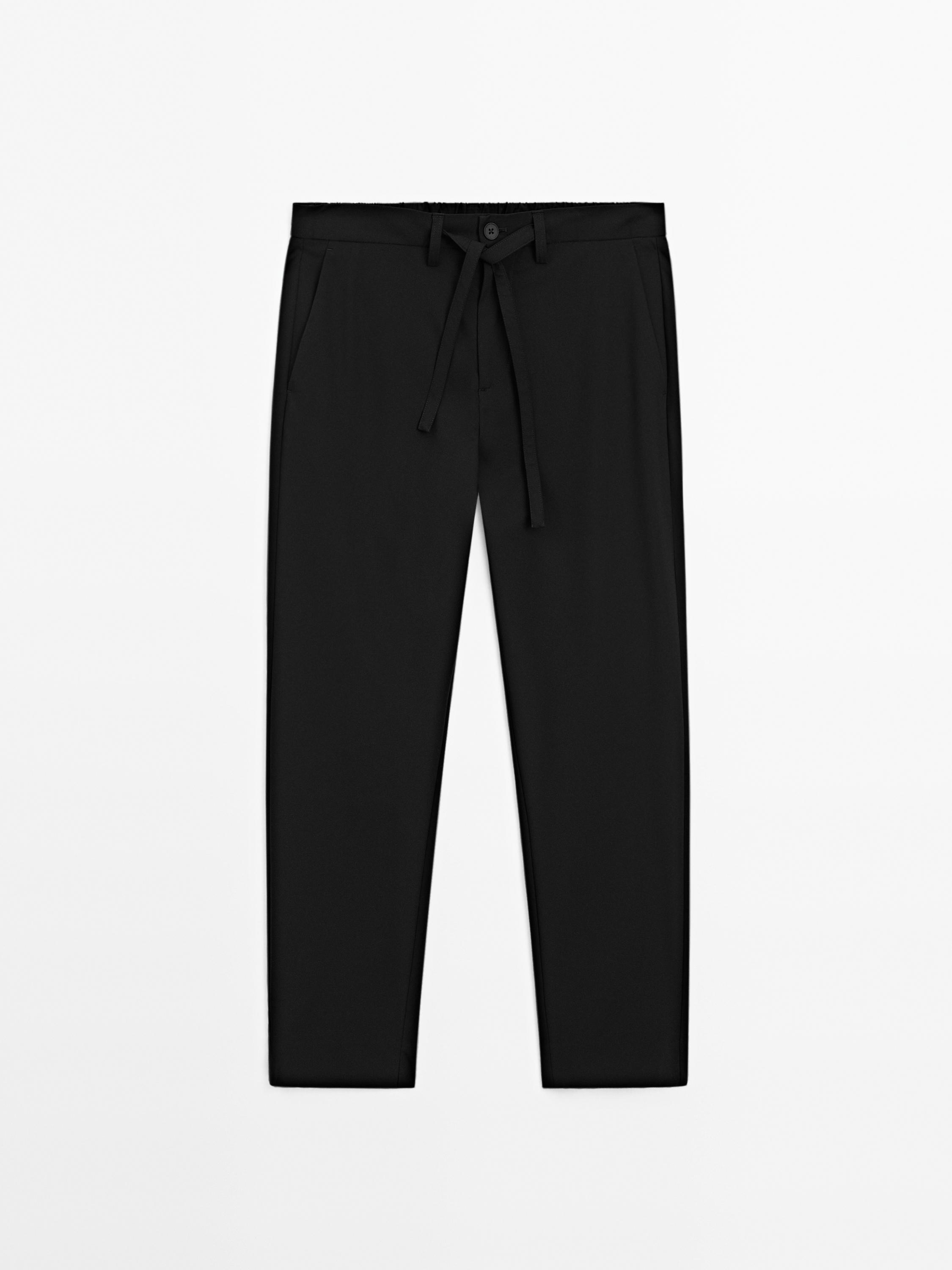 Regular-fit technical trousers — BLACK