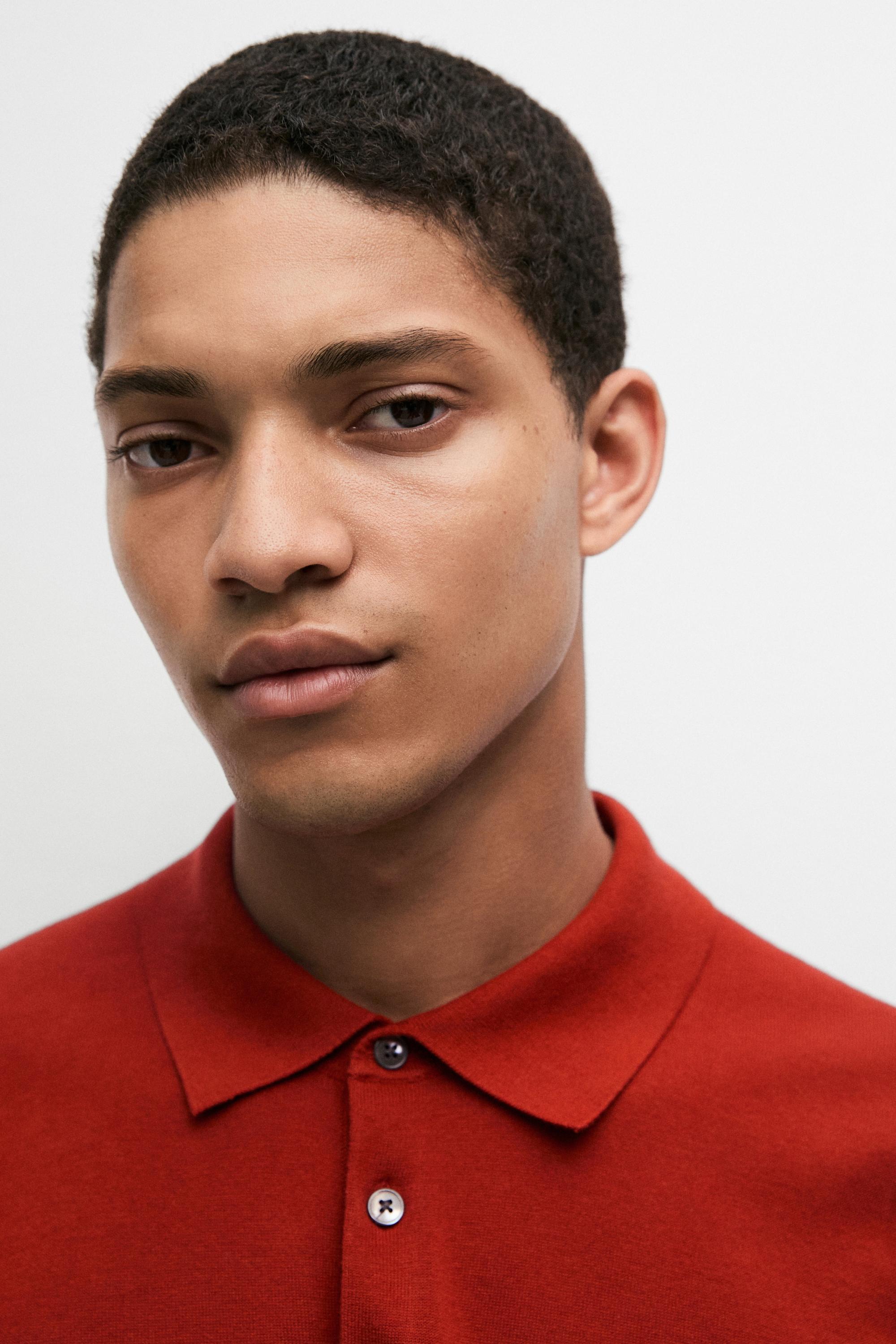 100% Cotton Knit Polo Shirt — RED