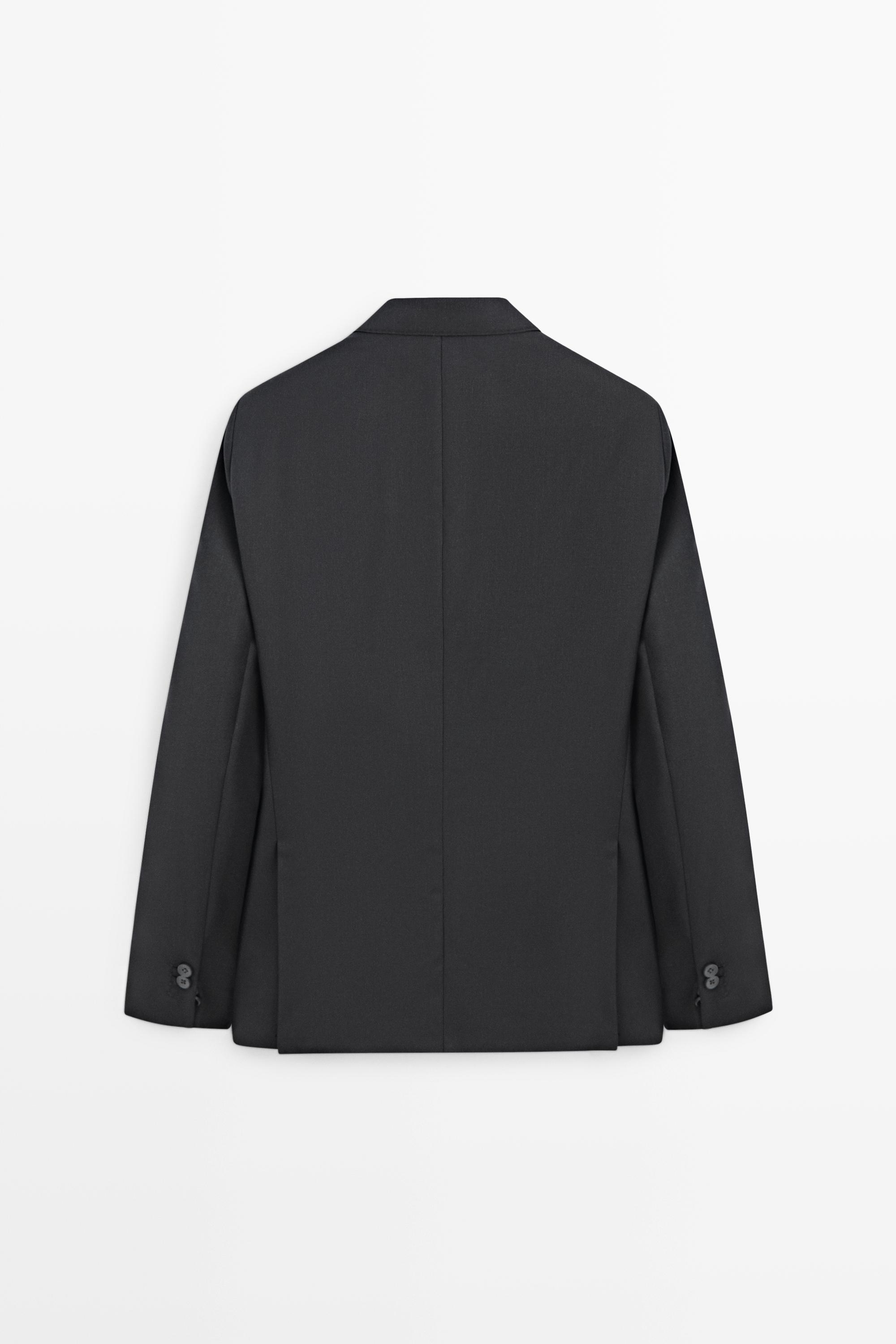 100% Wool Suit Blazer — CHARCOAL