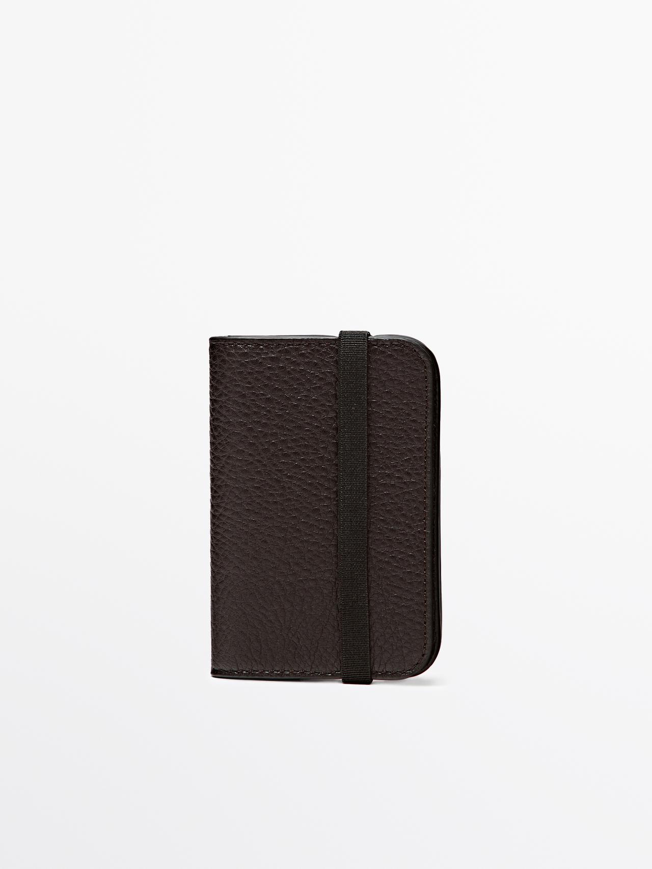 Portatessere Con Patta In Pelle Nappa - Marrone - 01 - Massimo Dutti - Maschile