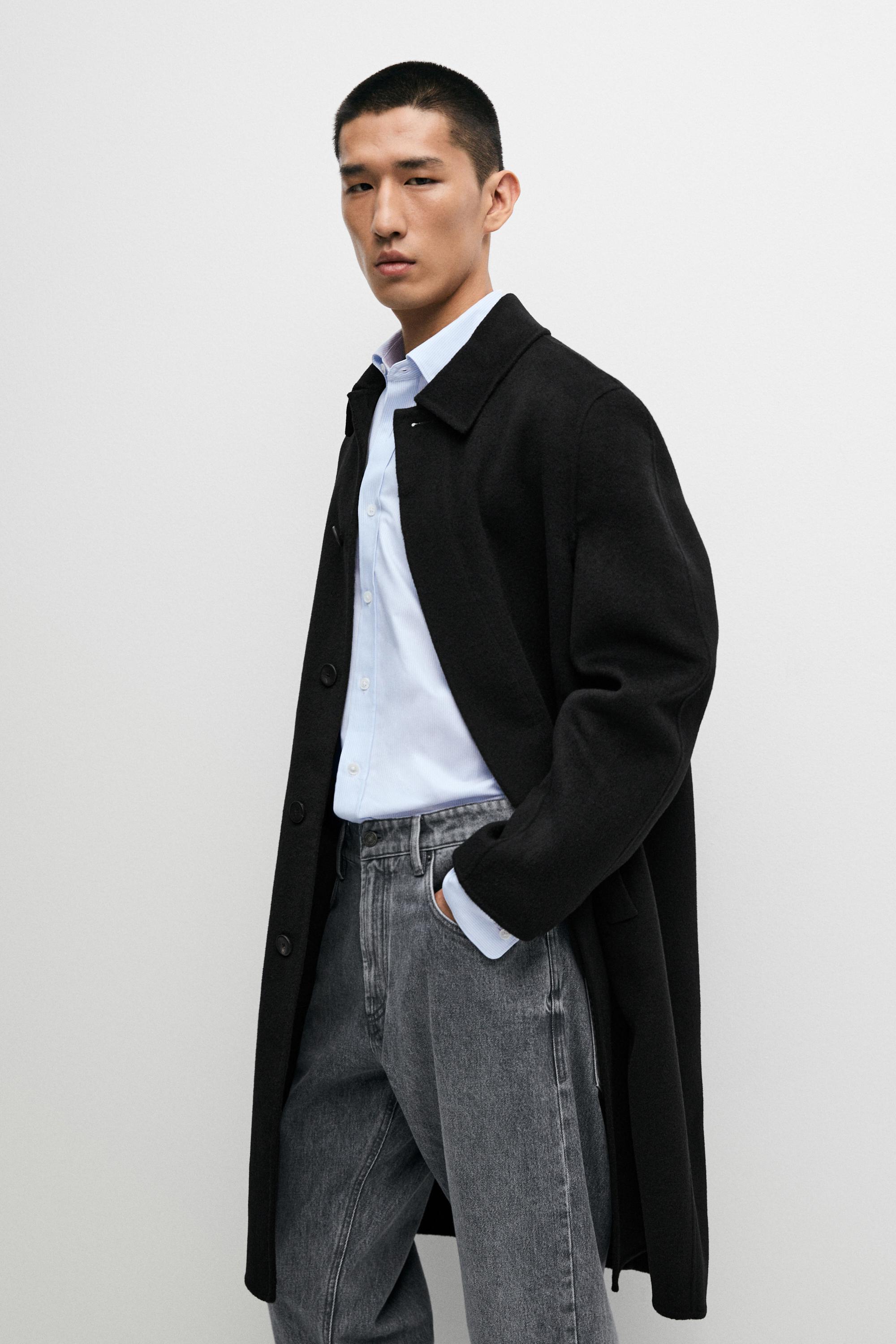 Double-faced wool blend coat