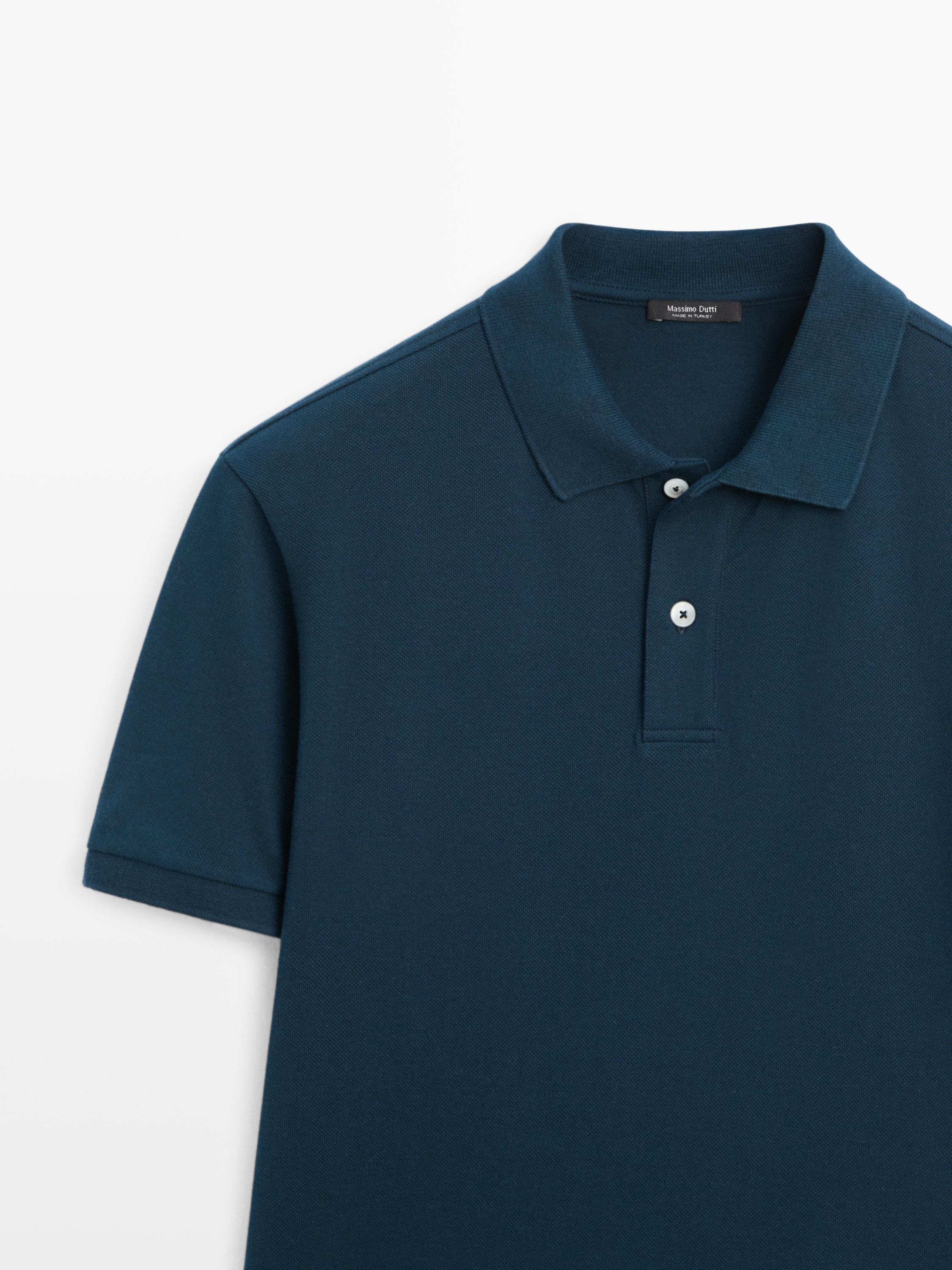 Micro textured cotton polo shirt