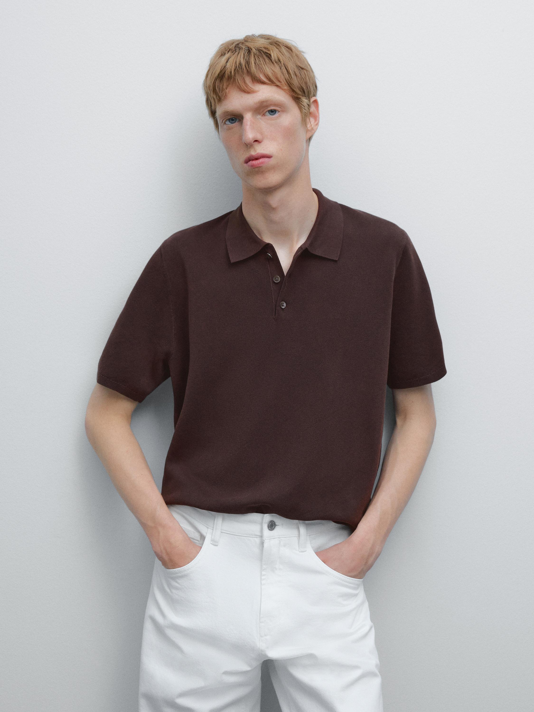 Polo in maglia strutturata di cotone