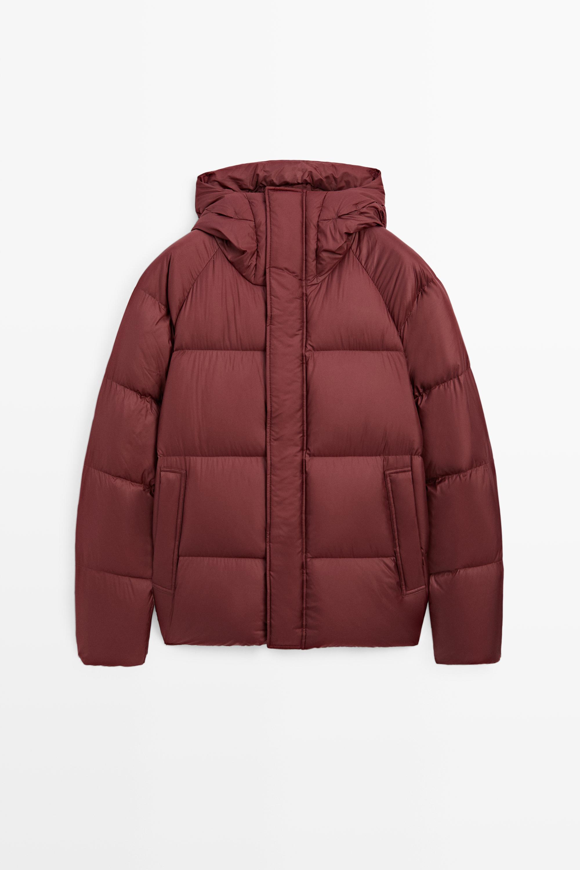Hooded down jacket · Red | Massimo Dutti