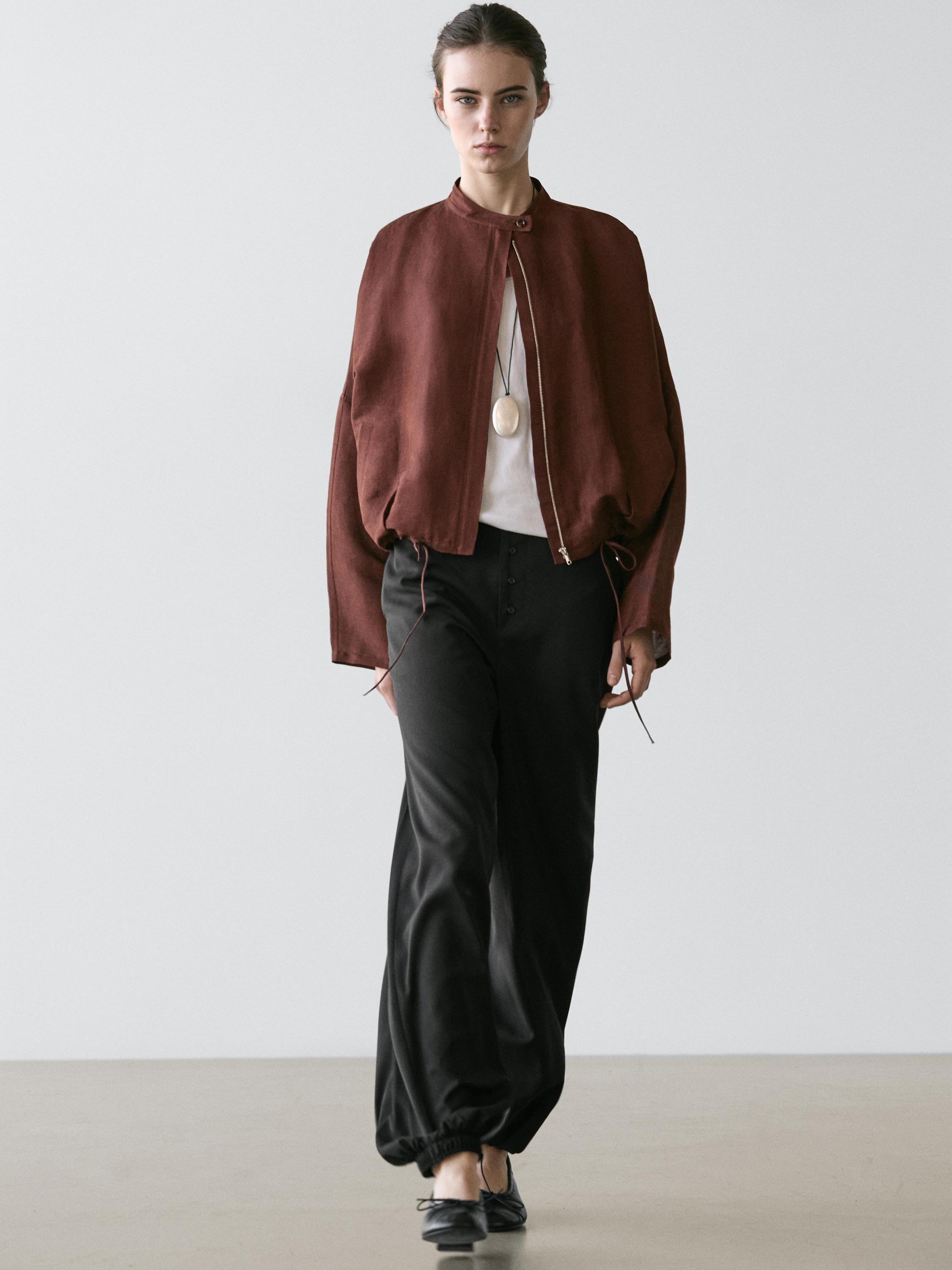 Chaqueta bómber mezcla lino