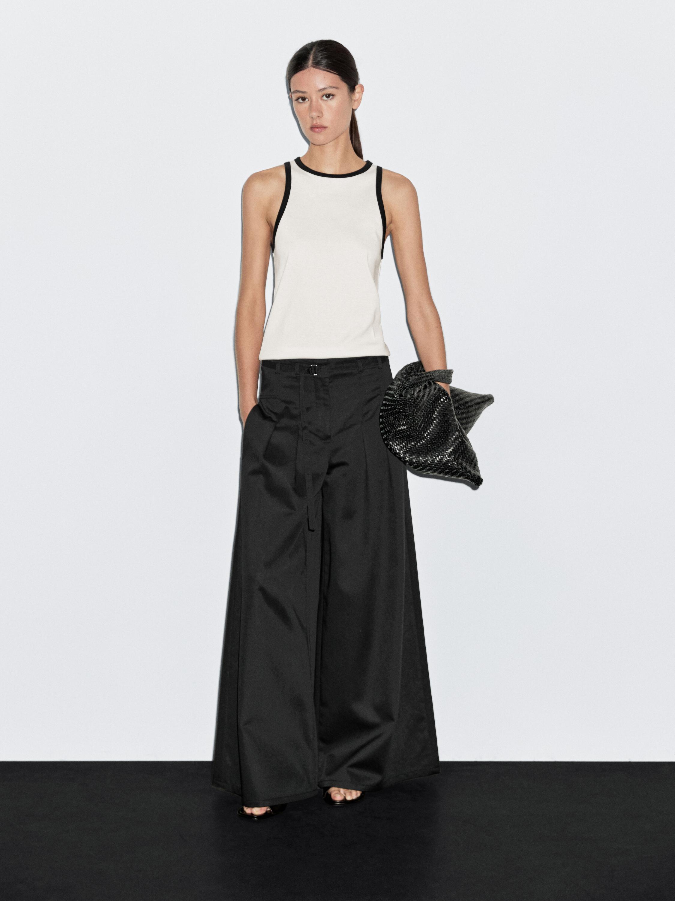 Palazzo trousers with tie