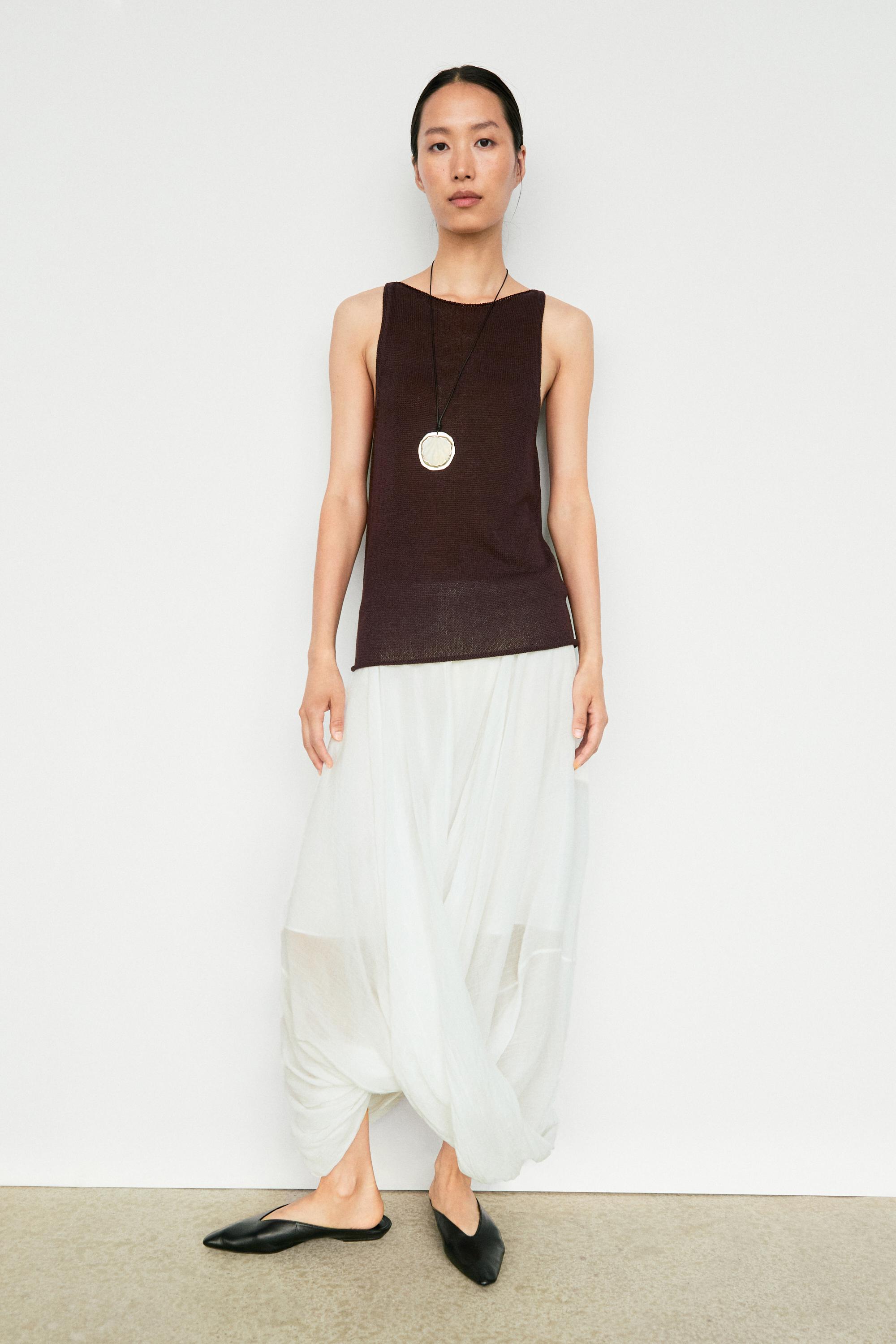 Fine-knit halter top — Chocolate