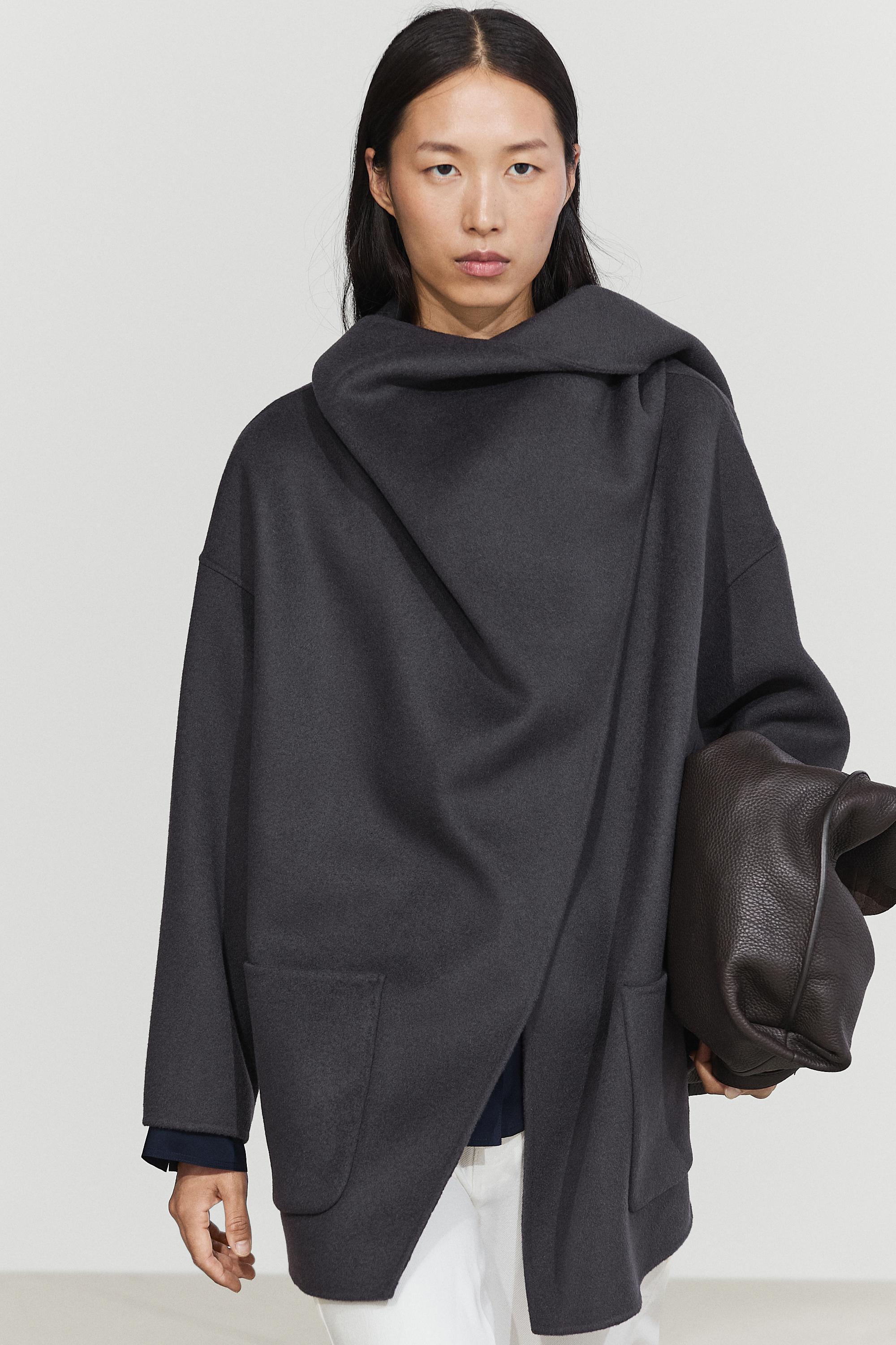 Mid-length coat with scarf detail