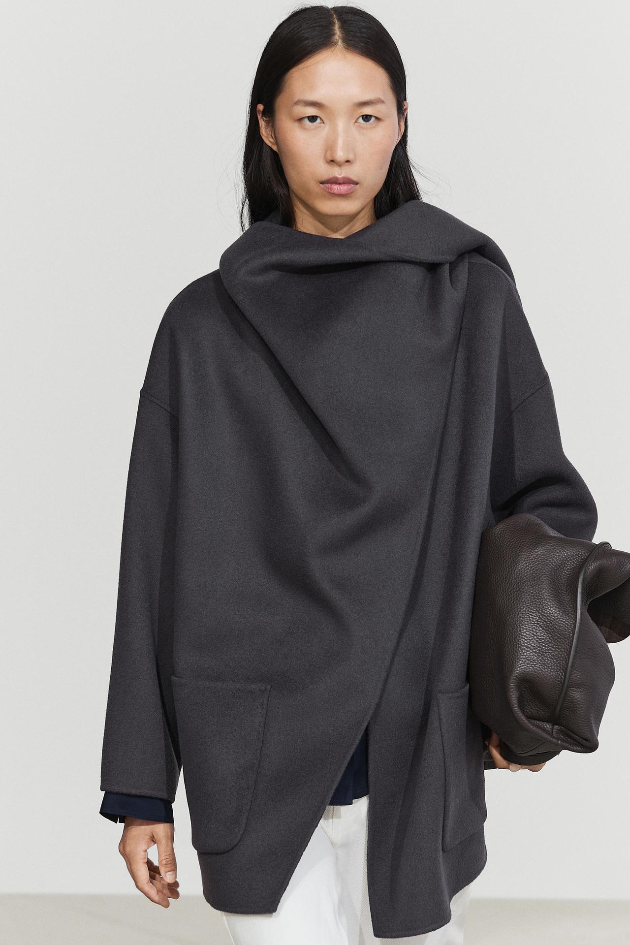 Mid-length coat with scarf detail — MEDIUM BLUE