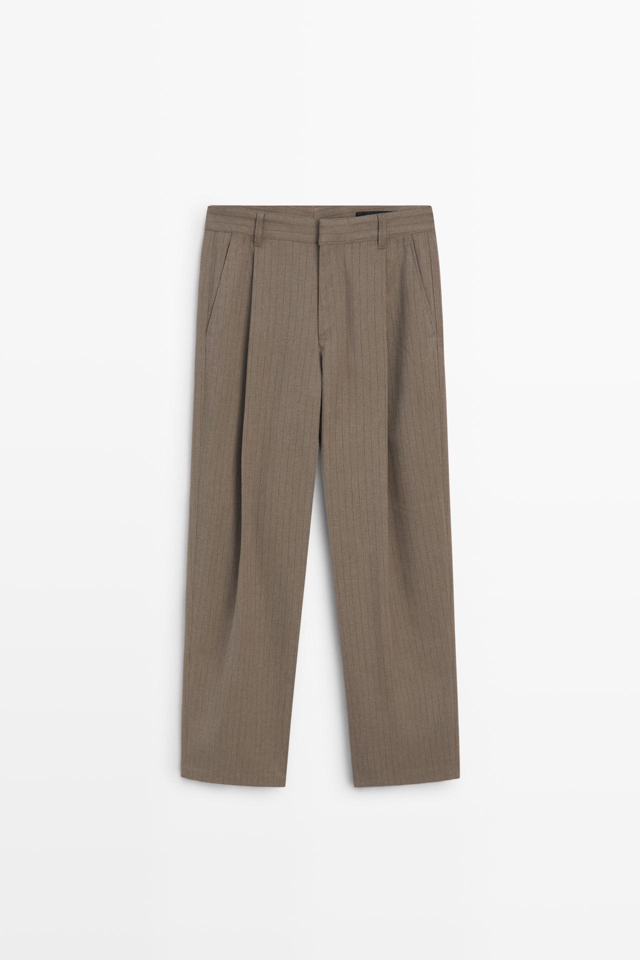 Pinstripe wide-leg pants — MOLE BROWN