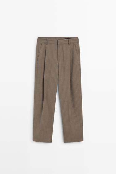 Pinstripe wide-leg pants — MOLE BROWN 2