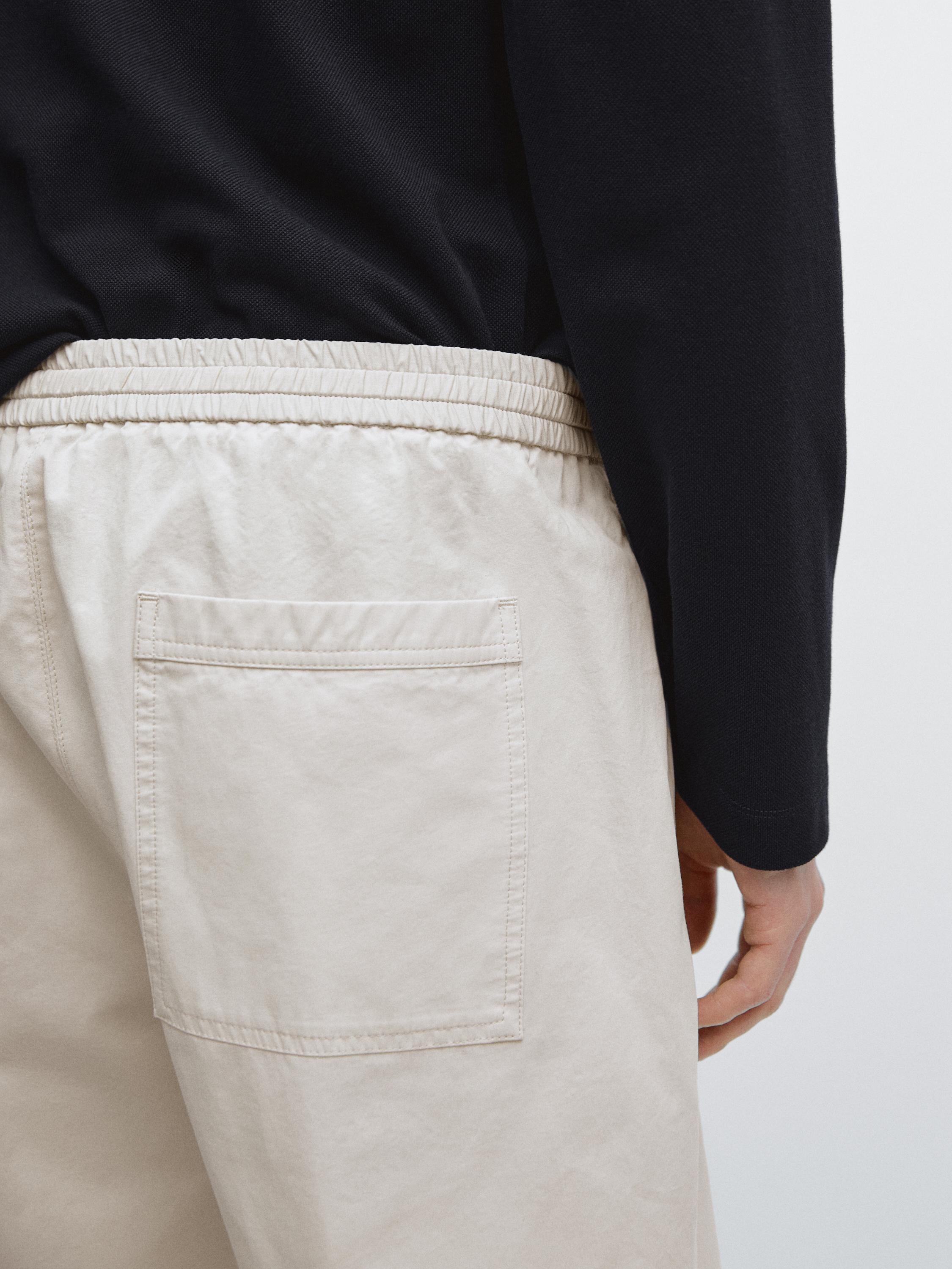 100% cotton jogger fit Bermuda shorts — BEIGE