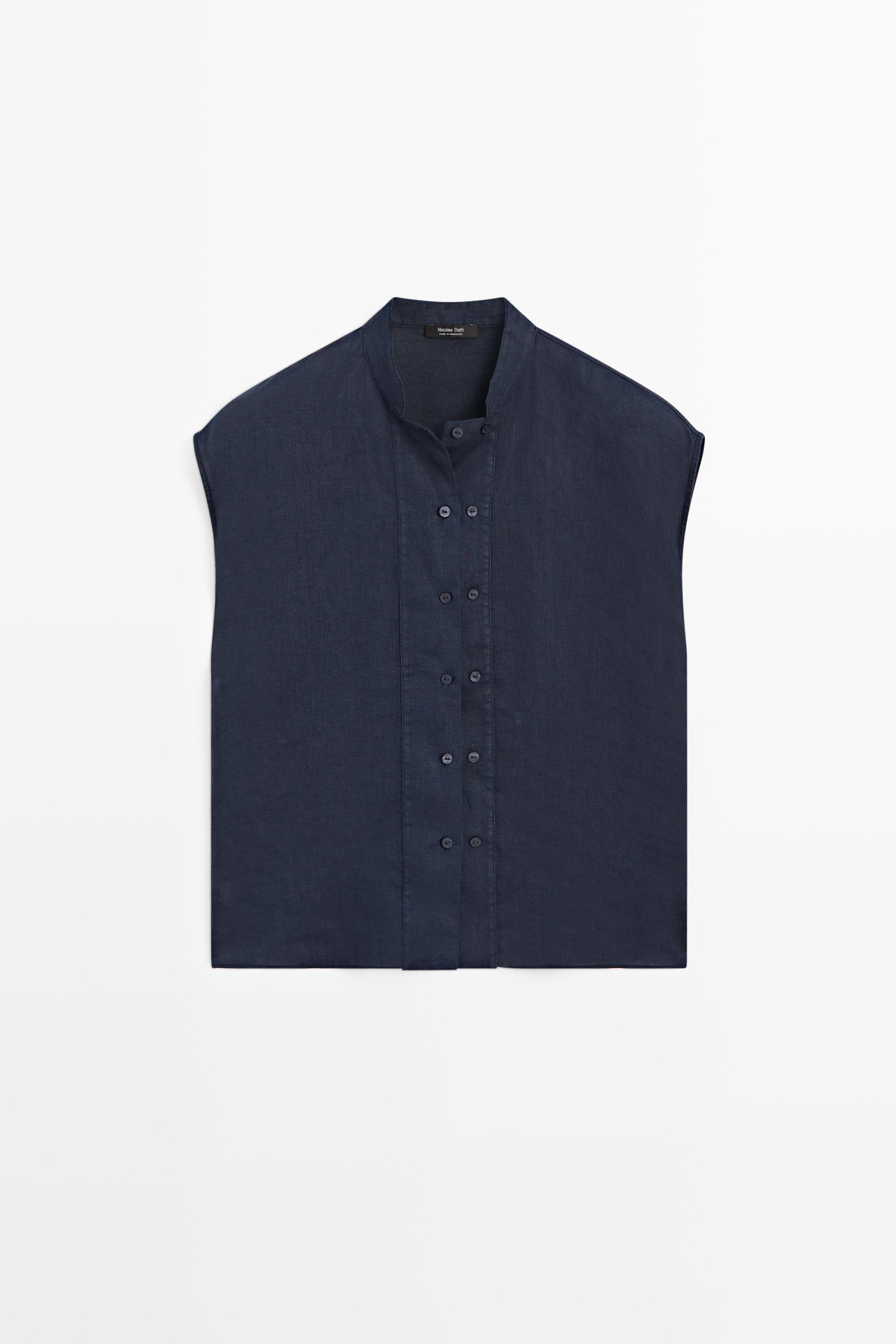 Flowing 100% linen shirt with button detail