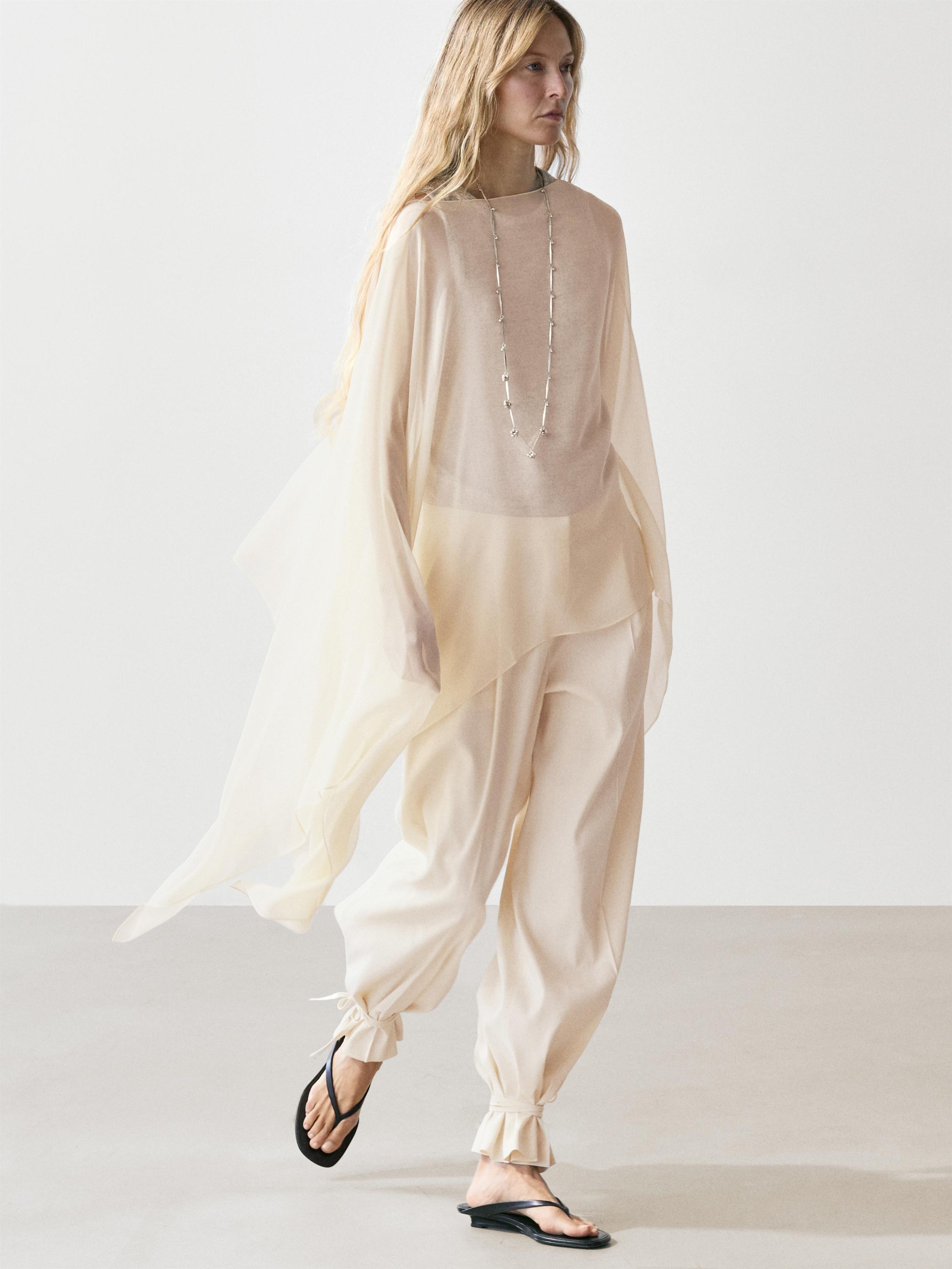 Flowing barrel fit trousers — CREAM
