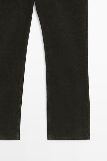 Micro-corduroy flare-fit pants — Greyish green 7