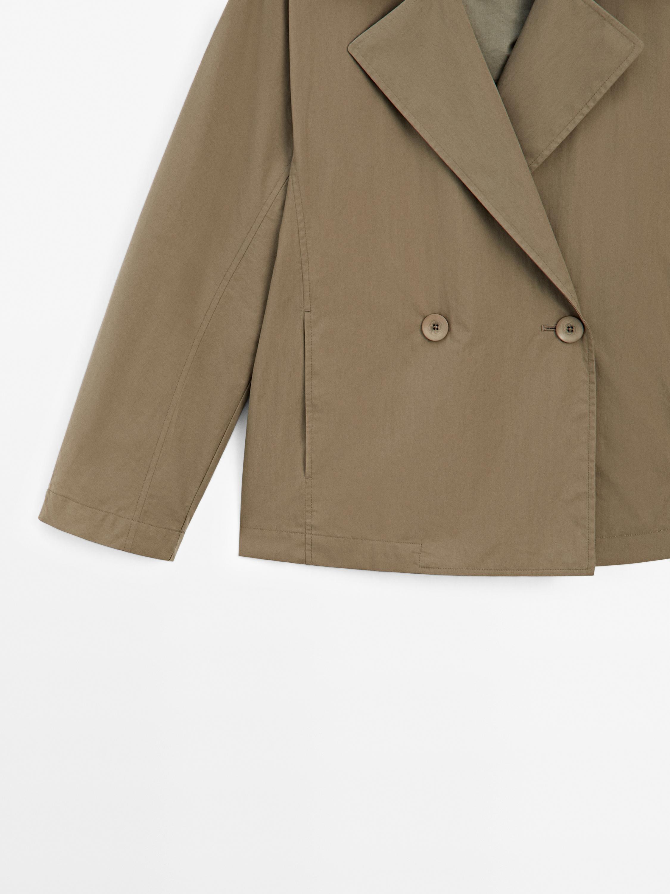 Short cotton blend trench jacket