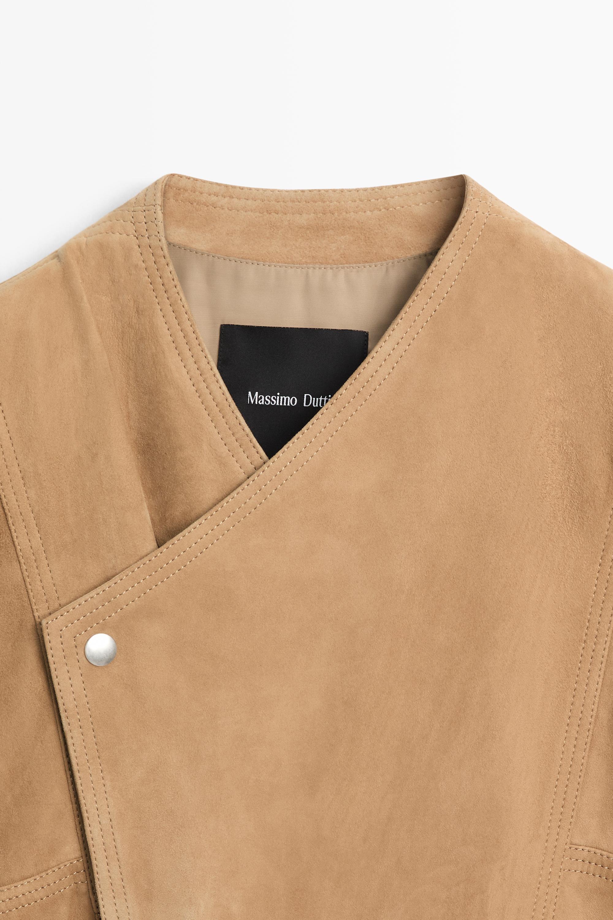 Double-breasted suede jacket — CAMEL