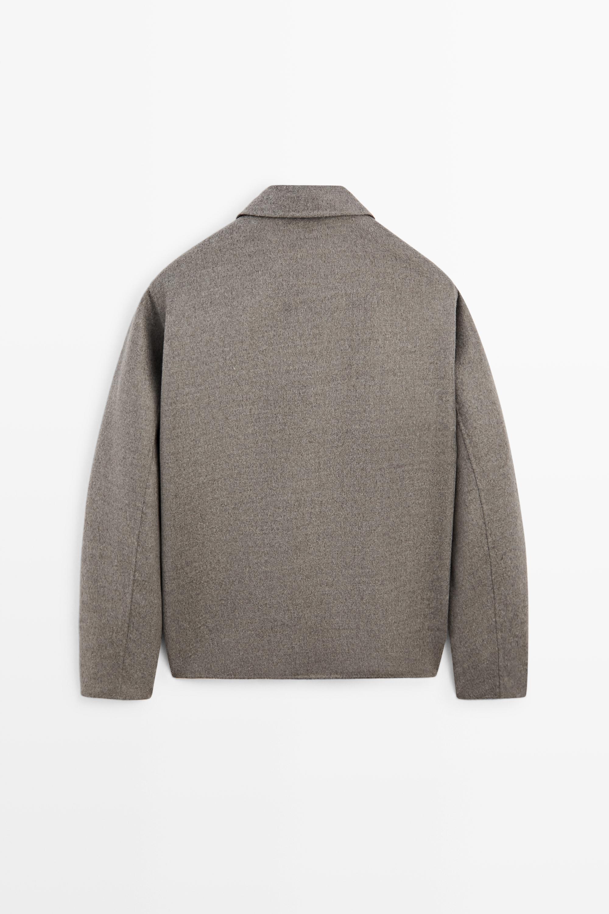 Wool blend overshirt with button detail — MINK