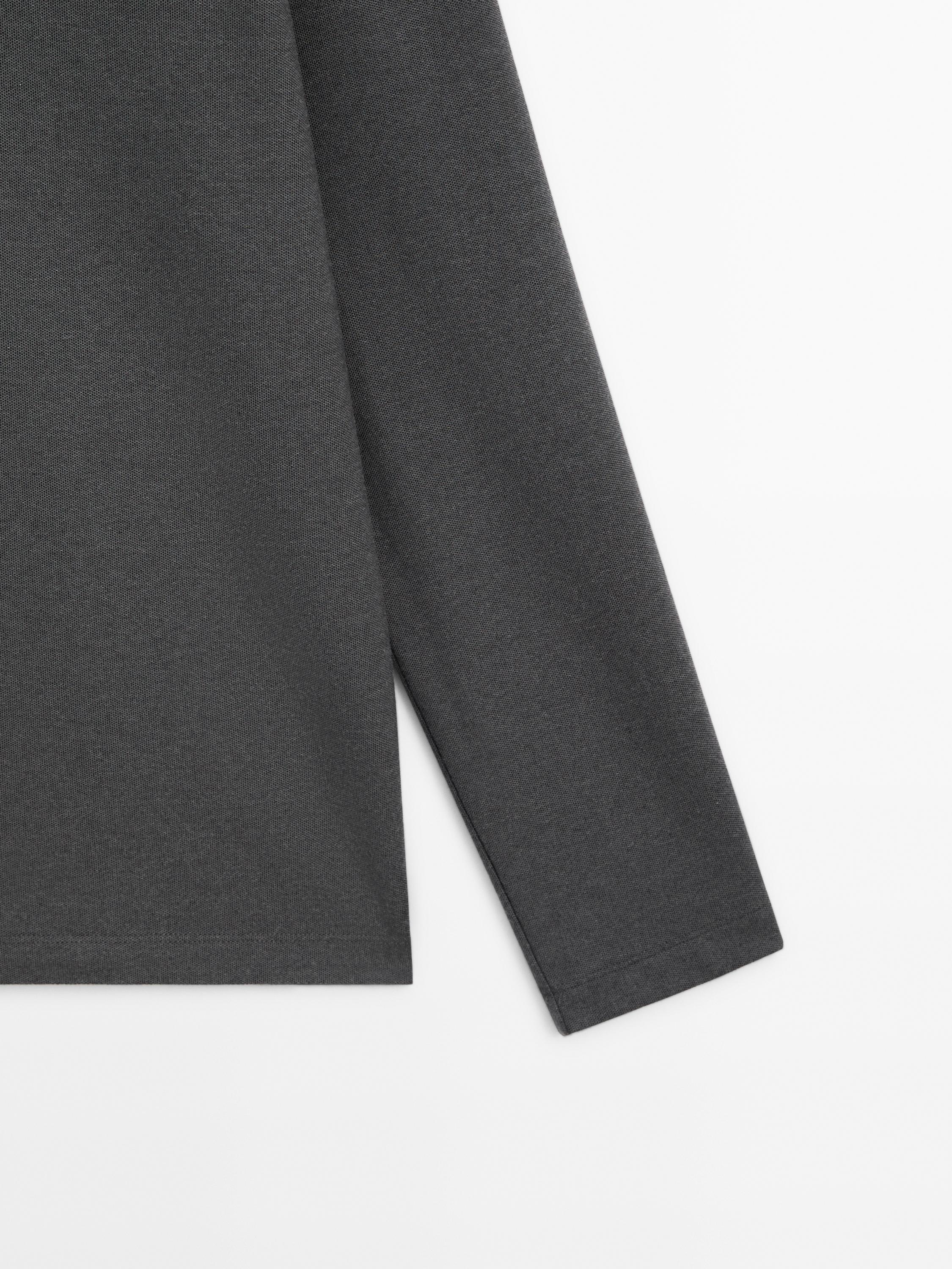 Cotton blend knit polo sweater