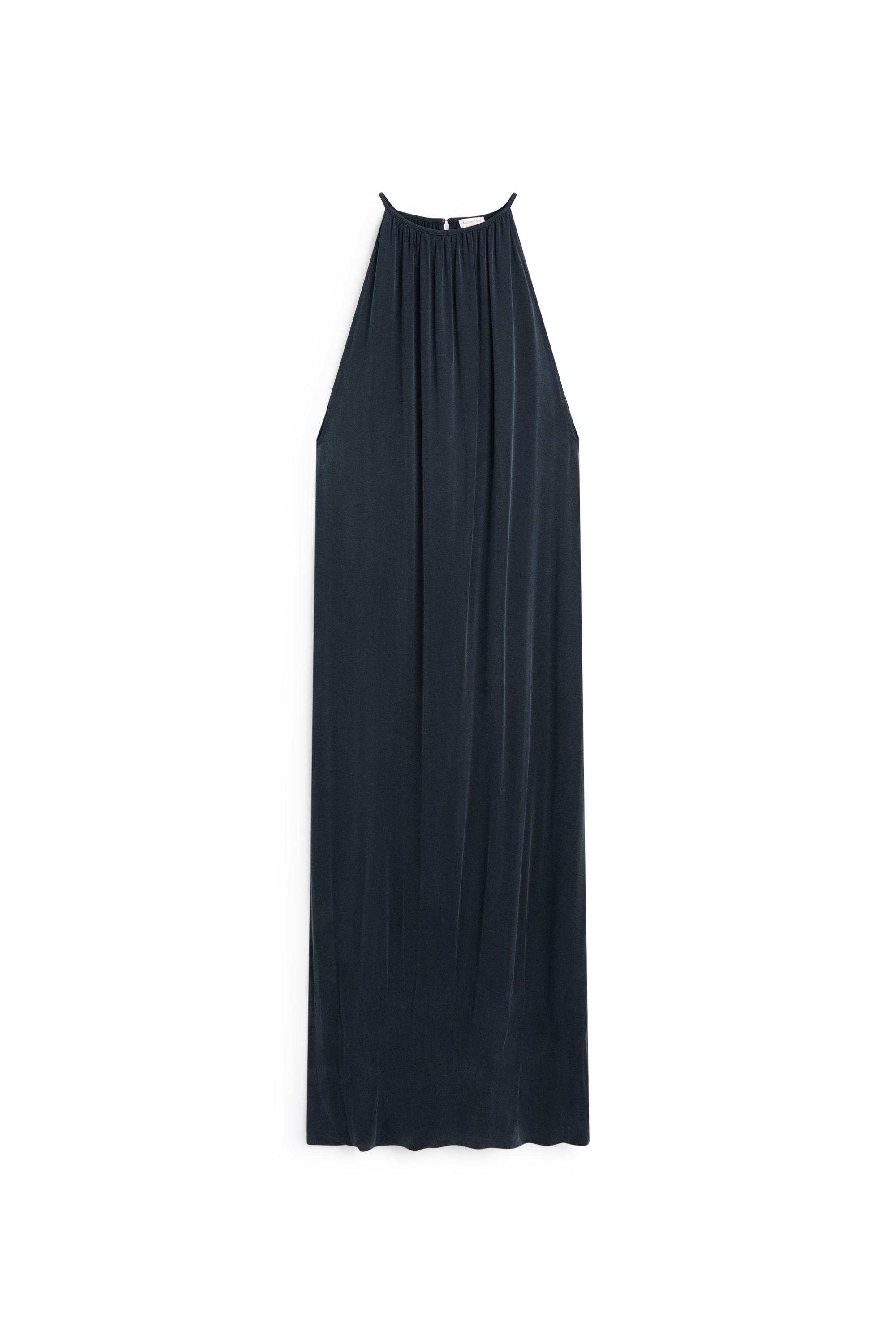 Flowing midi dress with pleats - STUDIO — BLUE