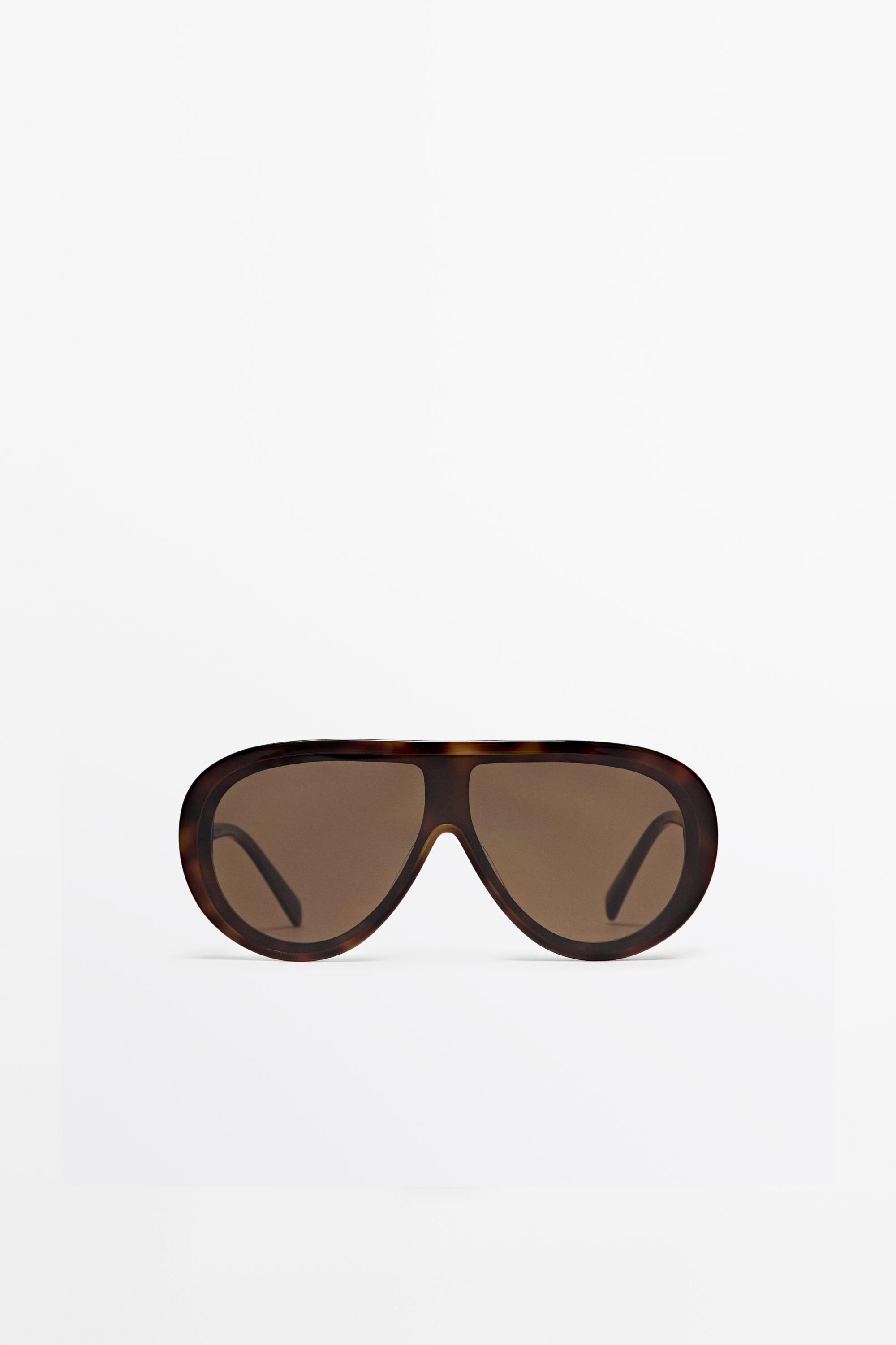 Tortoiseshell-effect aviator sunglasses — BROWN