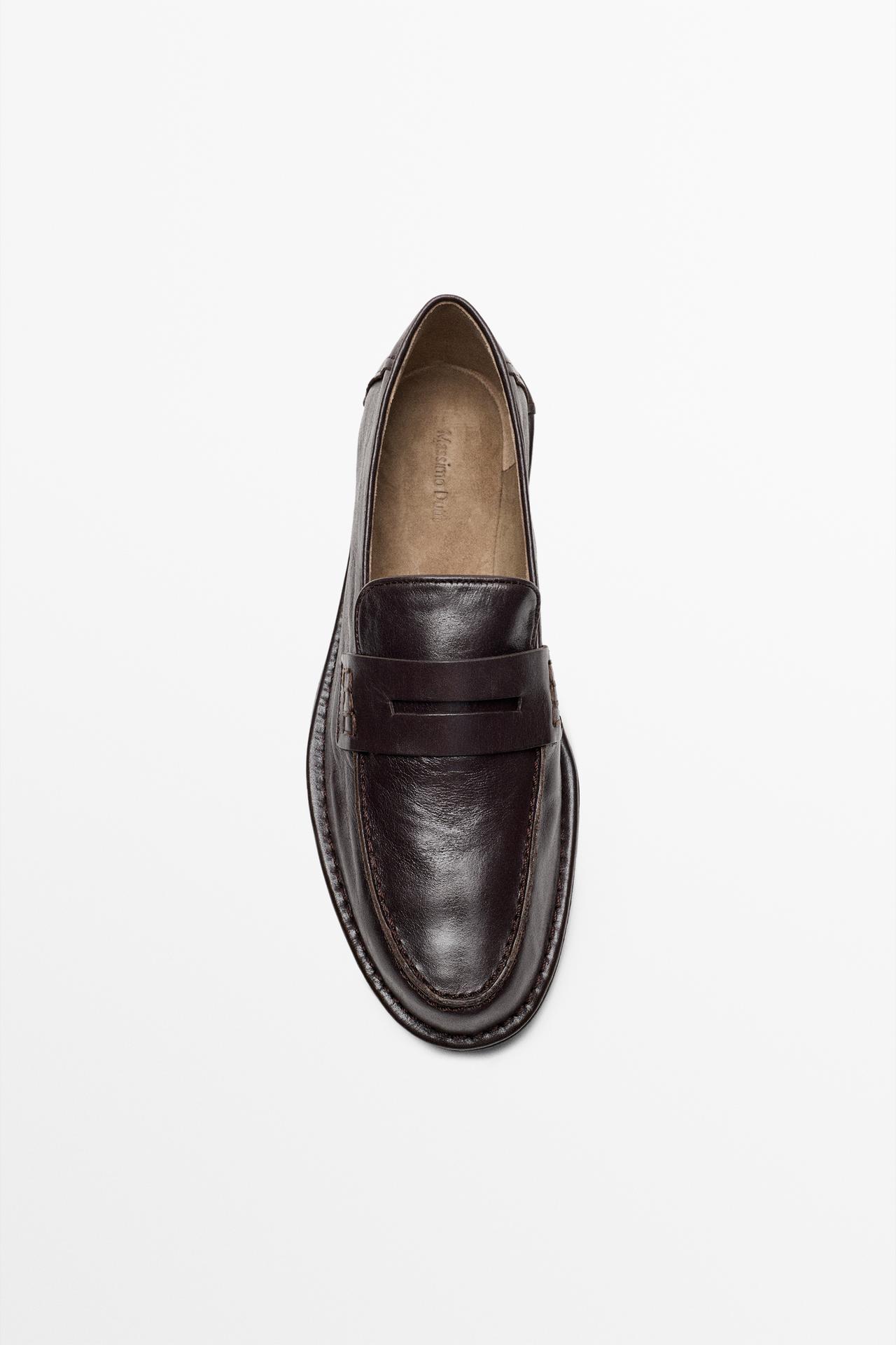 Soft leather penny loafer — BROWN