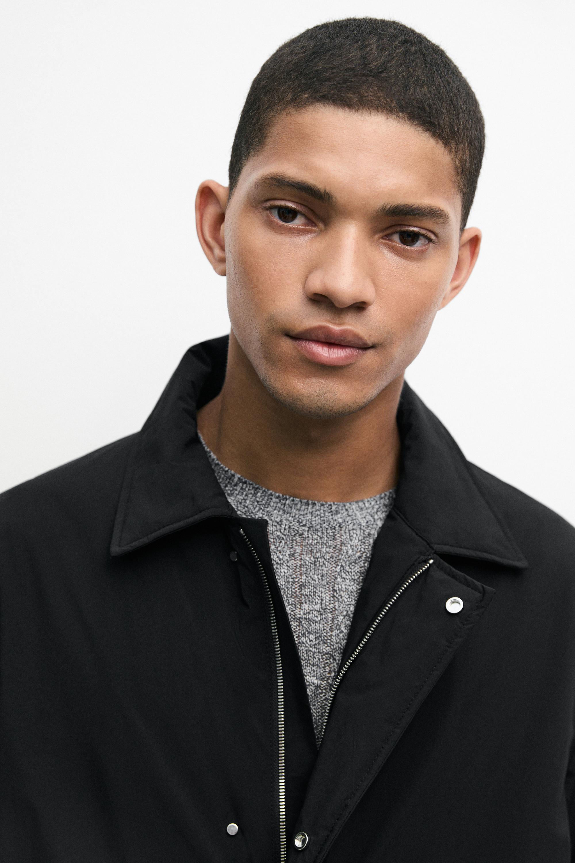 Technical fabric trench coat — BLACK