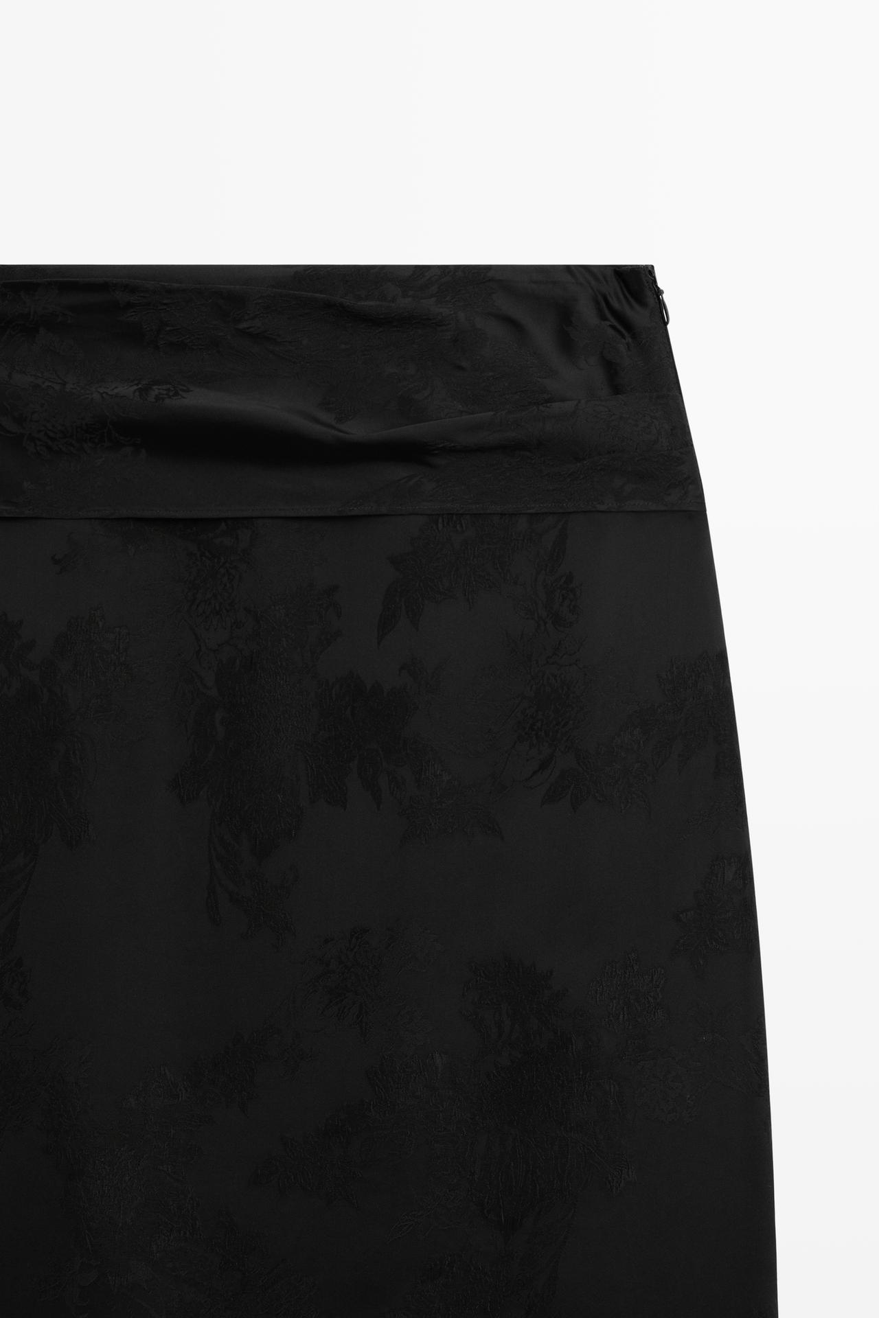 Straight midi skirt with sash — BLACK