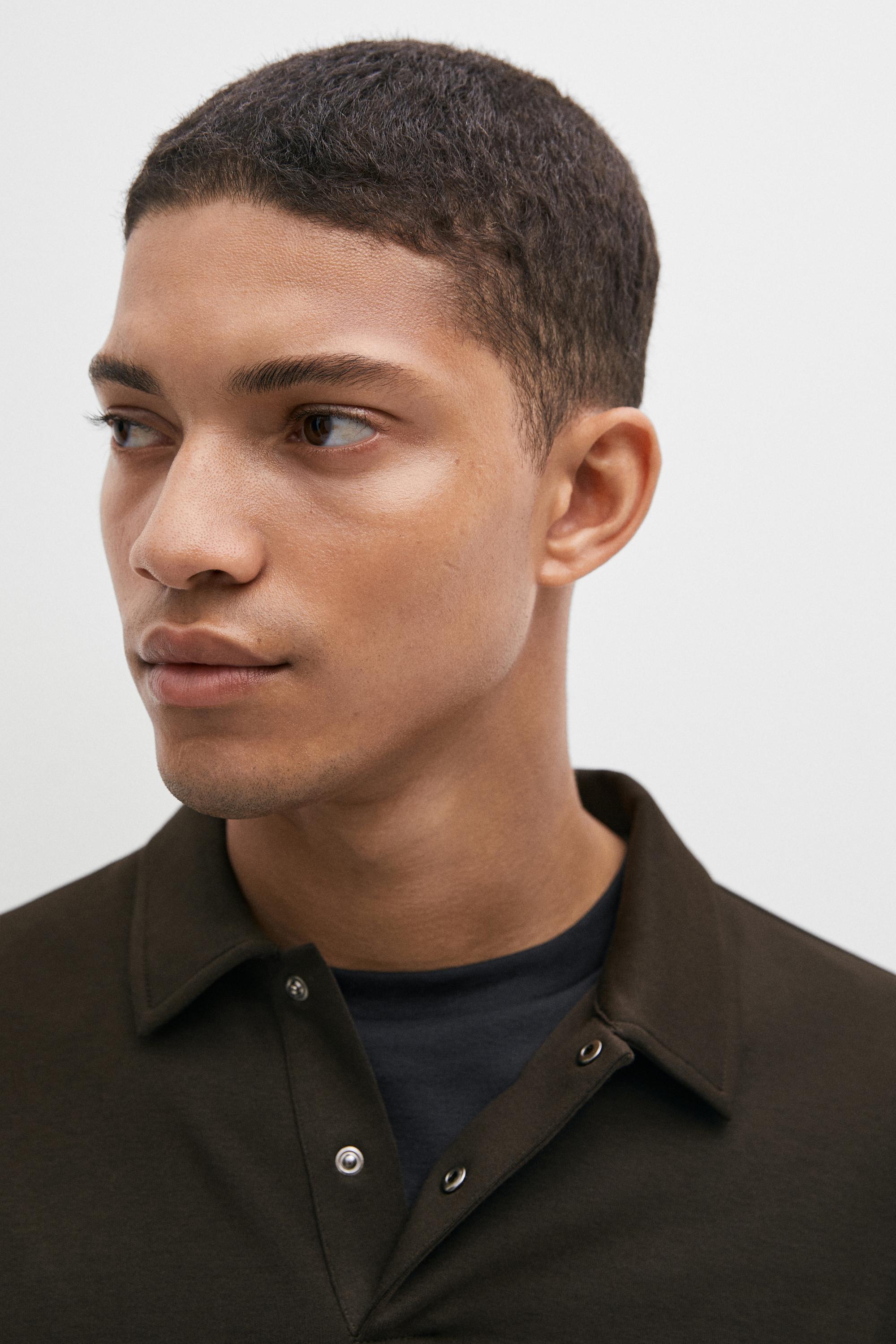 100% cotton long sleeve polo shirt — Chocolate