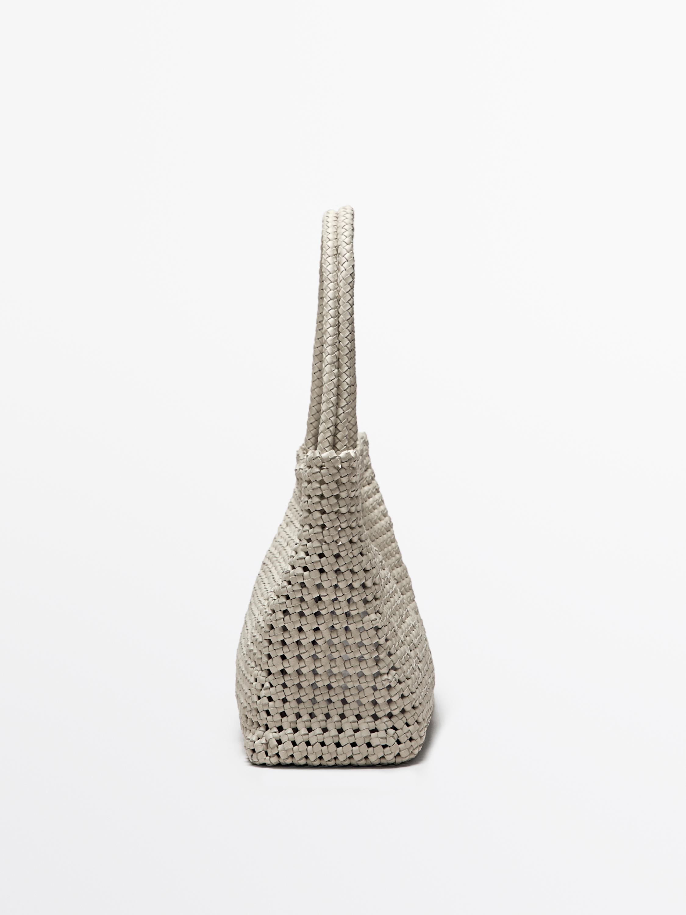 Braided nappa leather shopper bag