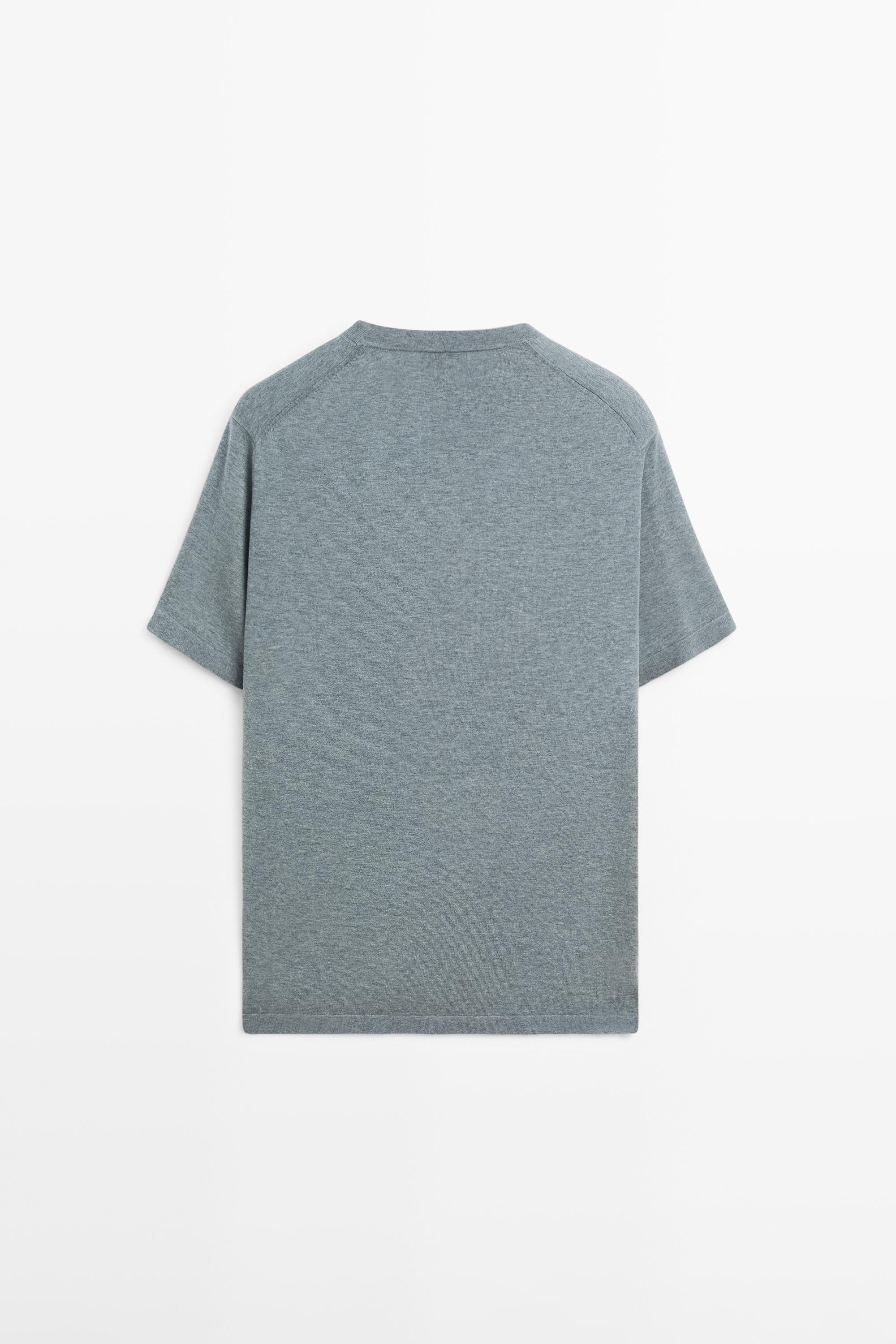 100% cotton short sleeve knit sweater — Blue
