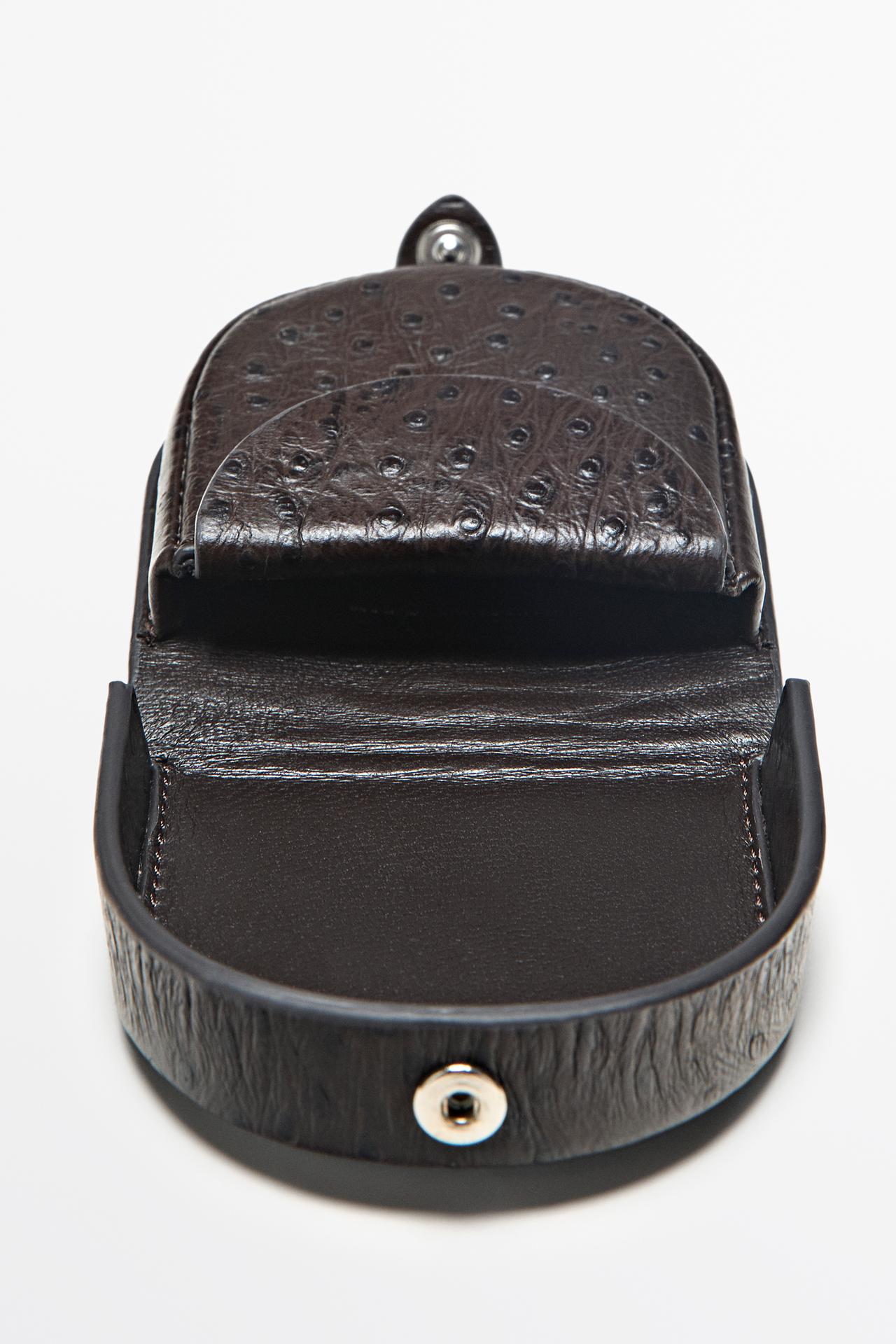 Textured compact nappa leather purse — BROWN