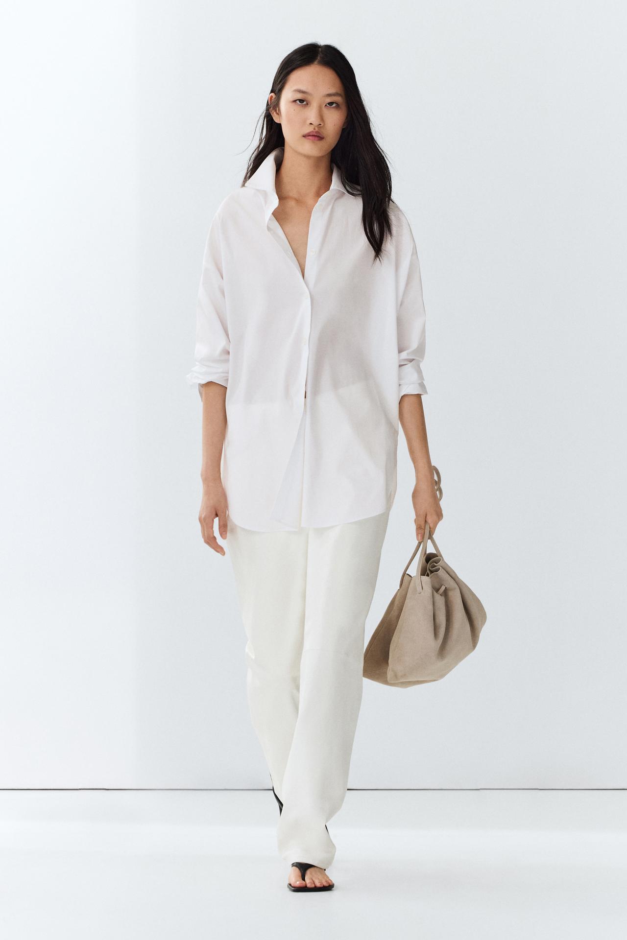 100% cotton poplin shirt — WHITE