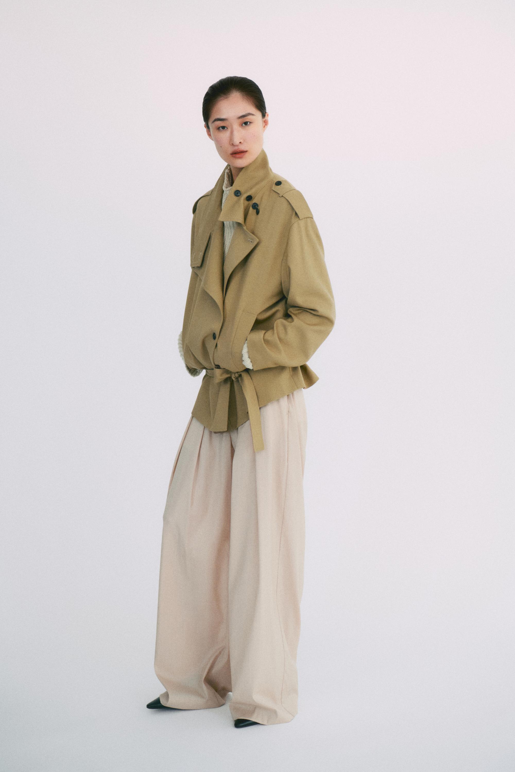 Mid-length belted trench coat