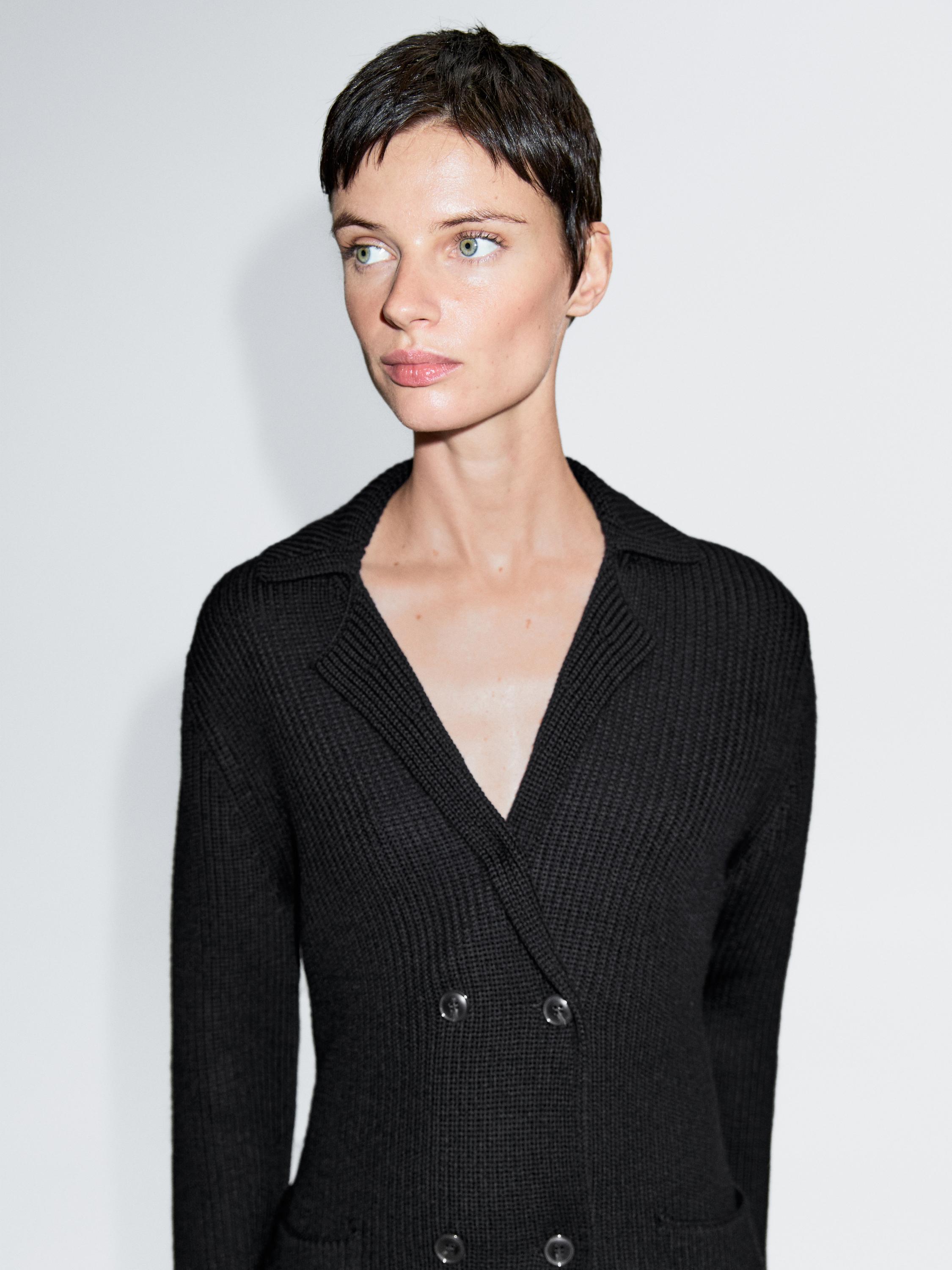 Double-breasted cardigan, 100% wool