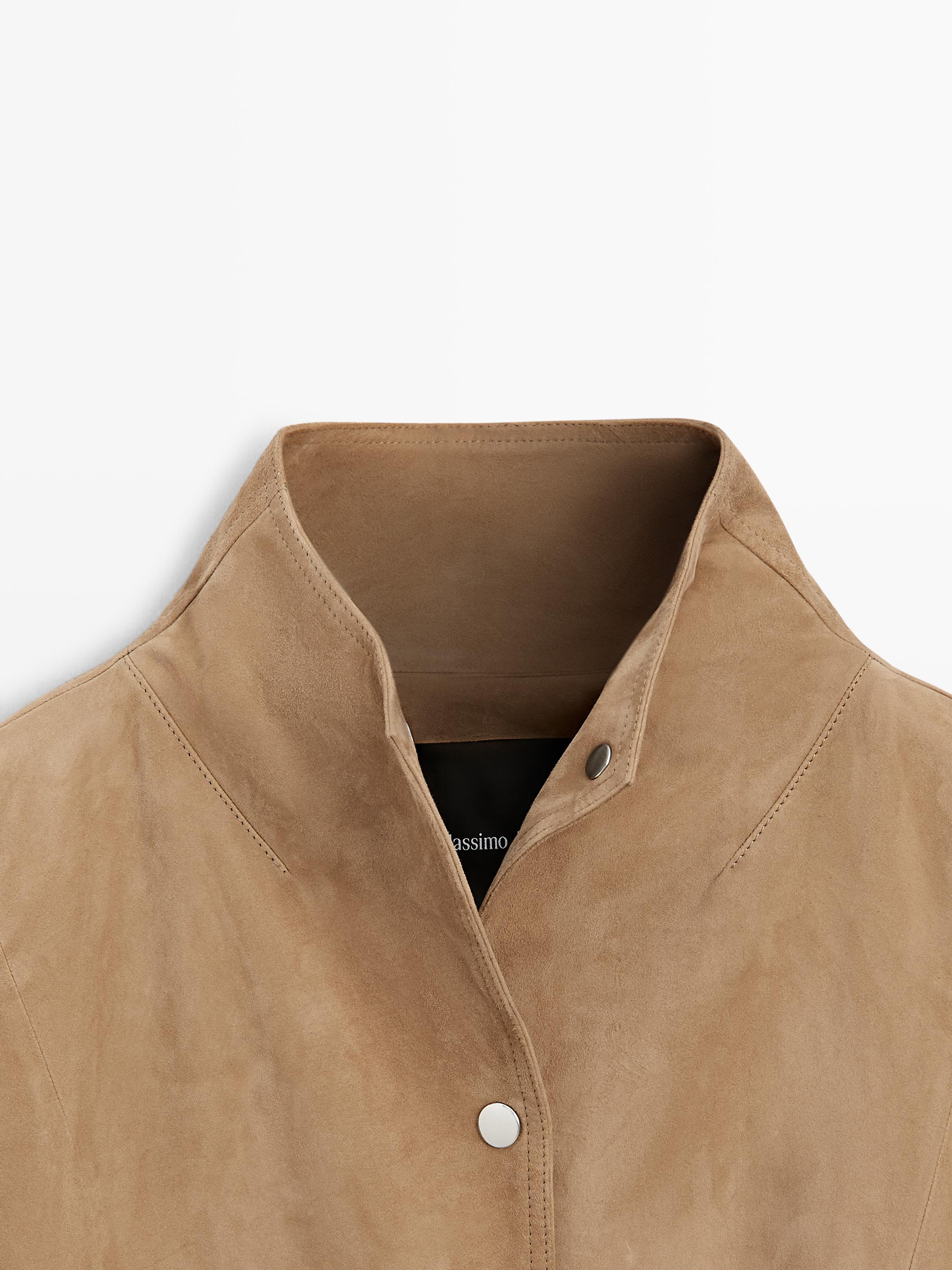 Oversize suede leather jacket — SAND