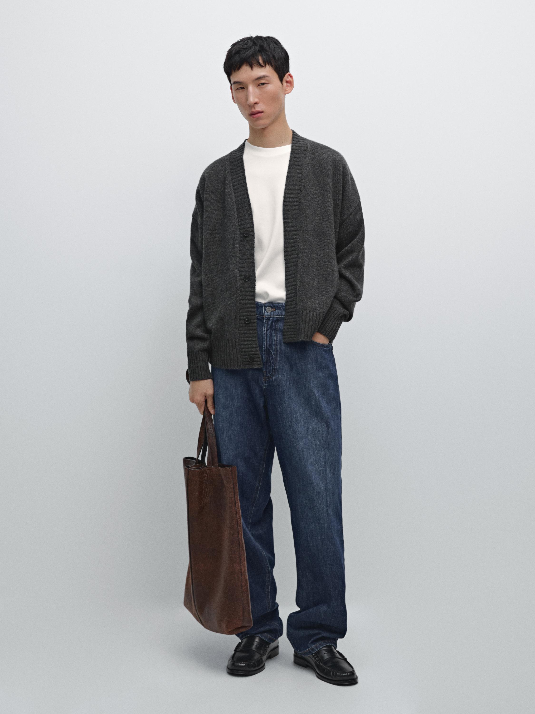 Vest met V-hals van wolmix