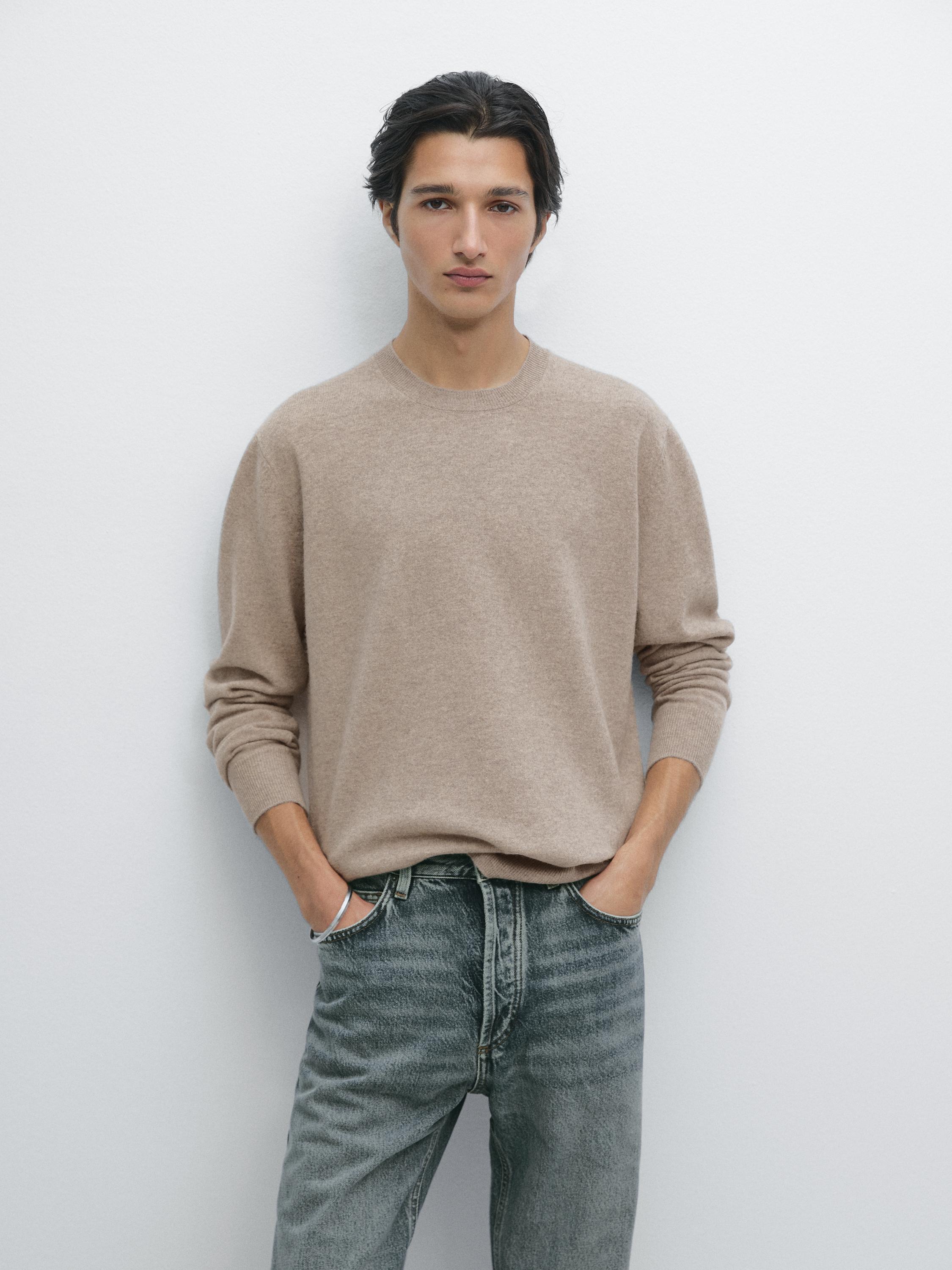 Wool blend crew neck sweater